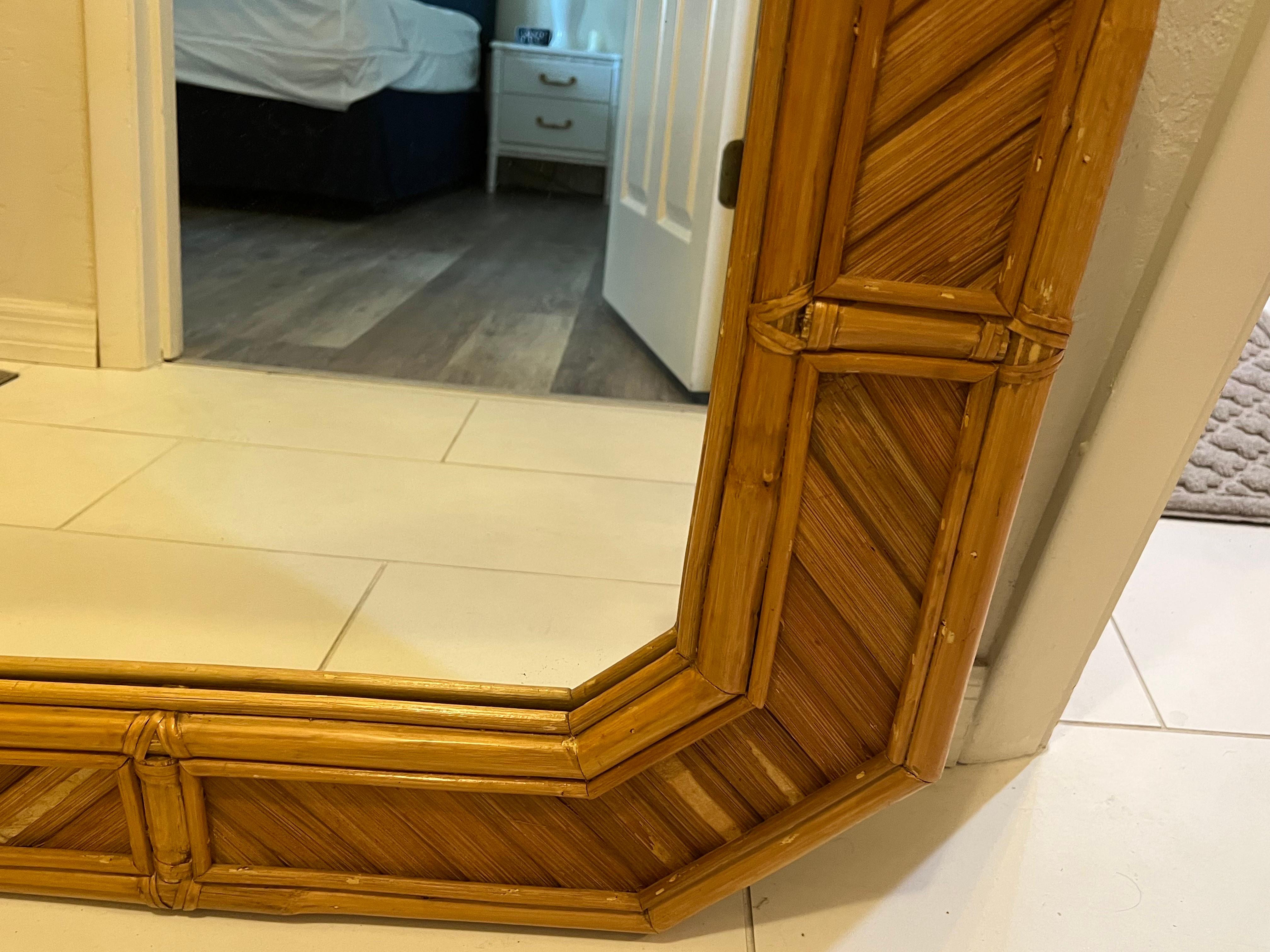 Rounded Square Bamboo Mirror For Sale 8