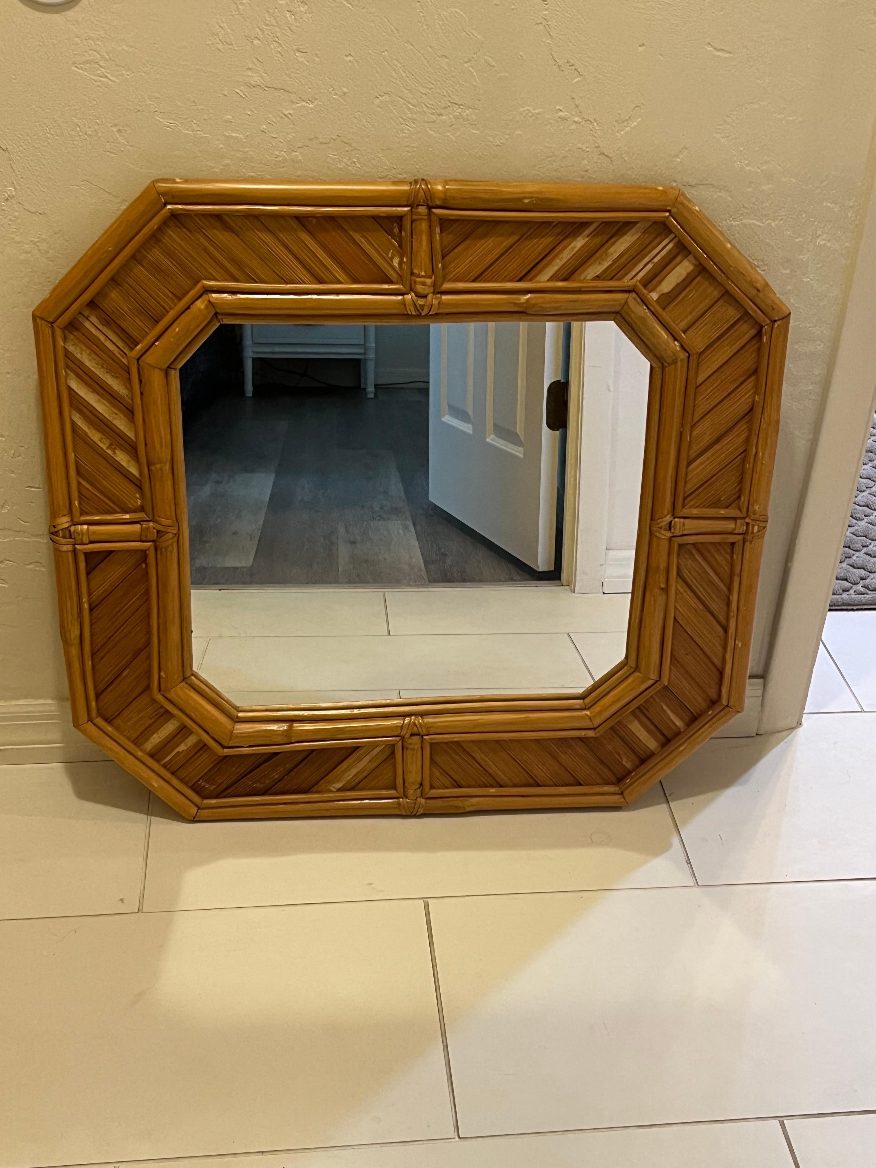 Rounded Square Bamboo Mirror For Sale 1