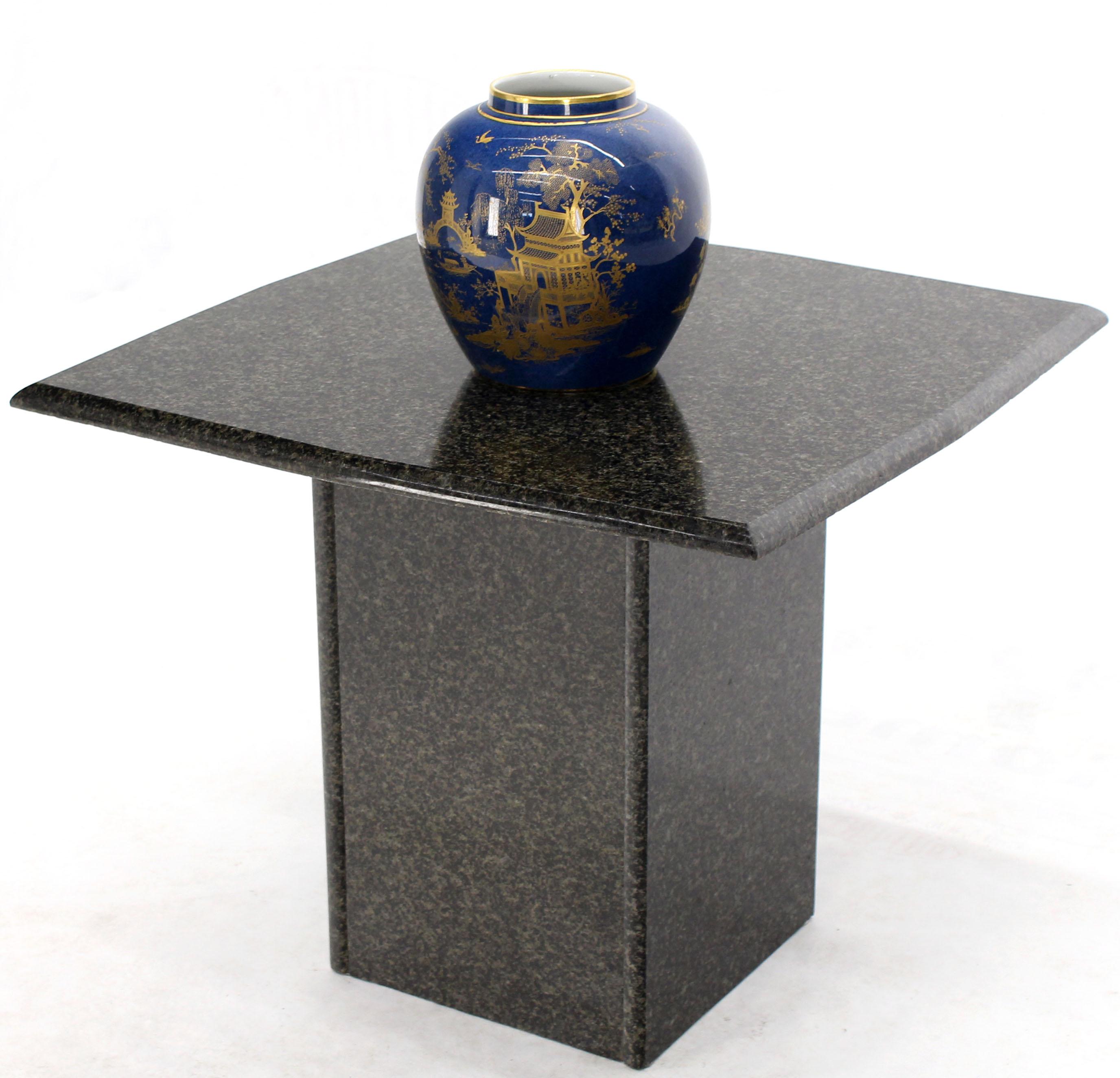 Mid-Century Modern rounded square granite Stand end occasional table pedestal shape base.