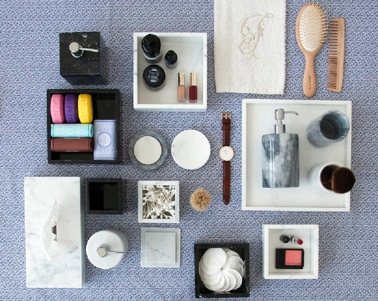 Rounded Toothbrush Holder in Grey Marble at 1stDibs