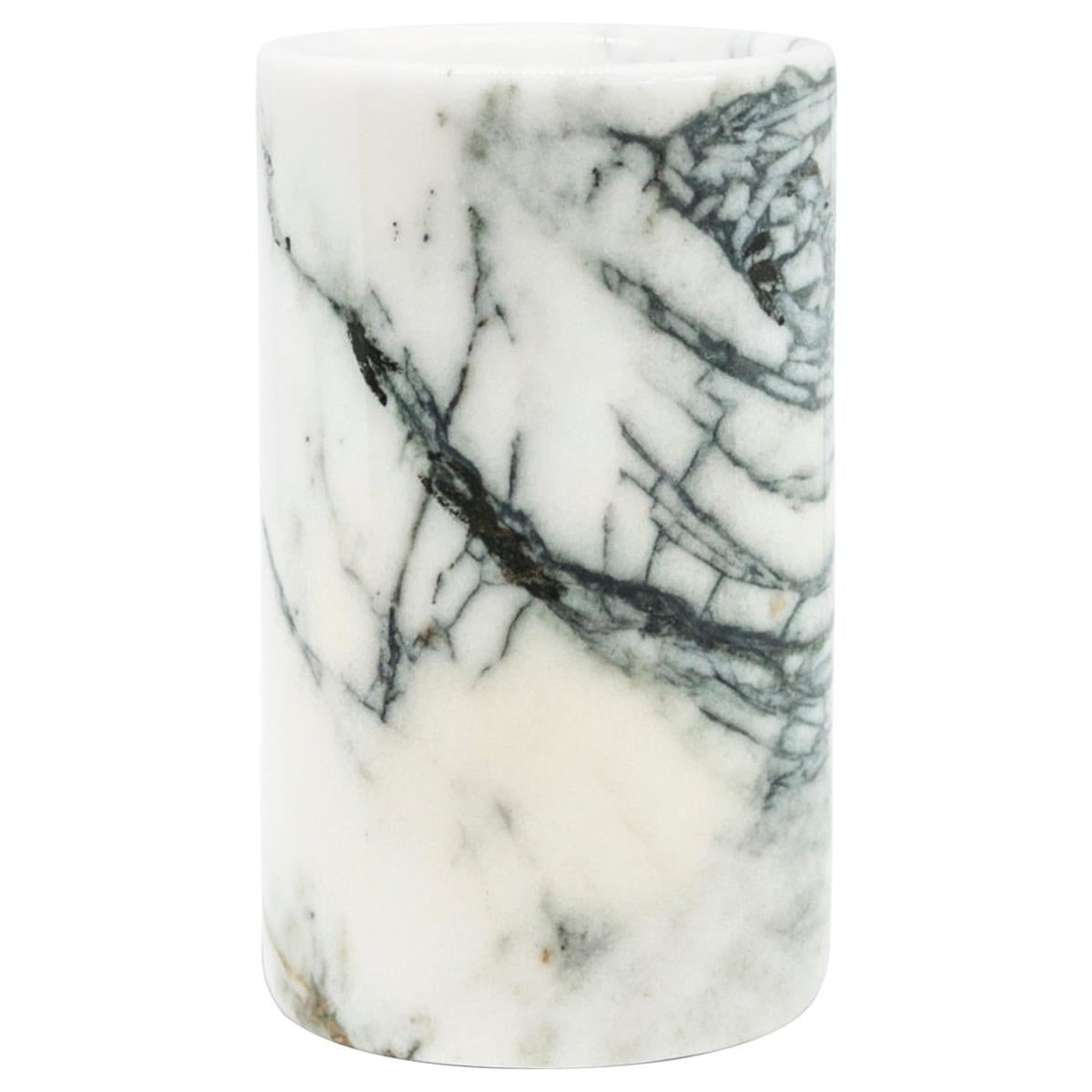 Handmade Rounded Toothbrush Holder in Paonazzo Marble