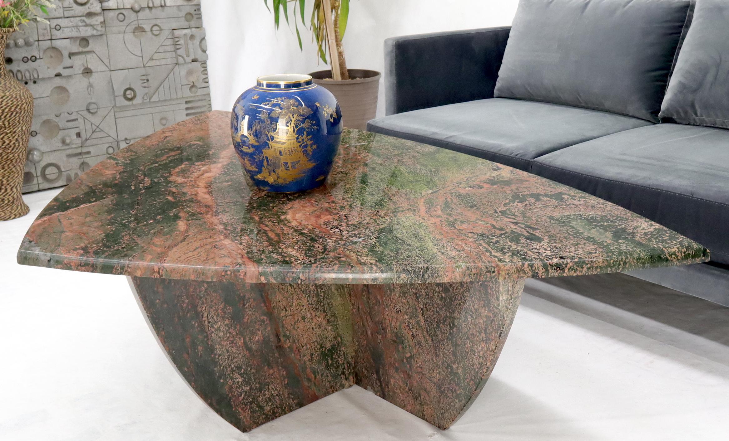 Mid-Century Modern large triangle custom marble coffee table.
