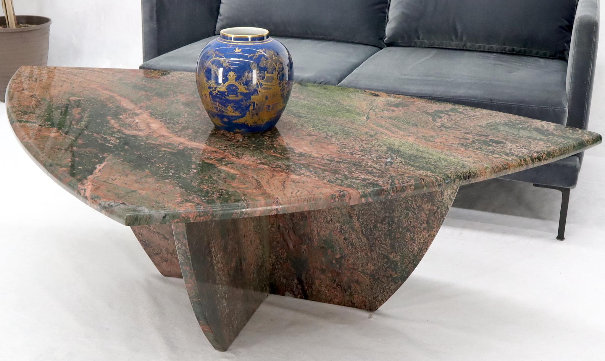 Mid-Century Modern Rounded Triangle Shape Large Solid Marble Coffee Table For Sale
