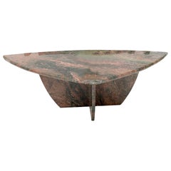 Used Rounded Triangle Shape Large Solid Marble Coffee Table