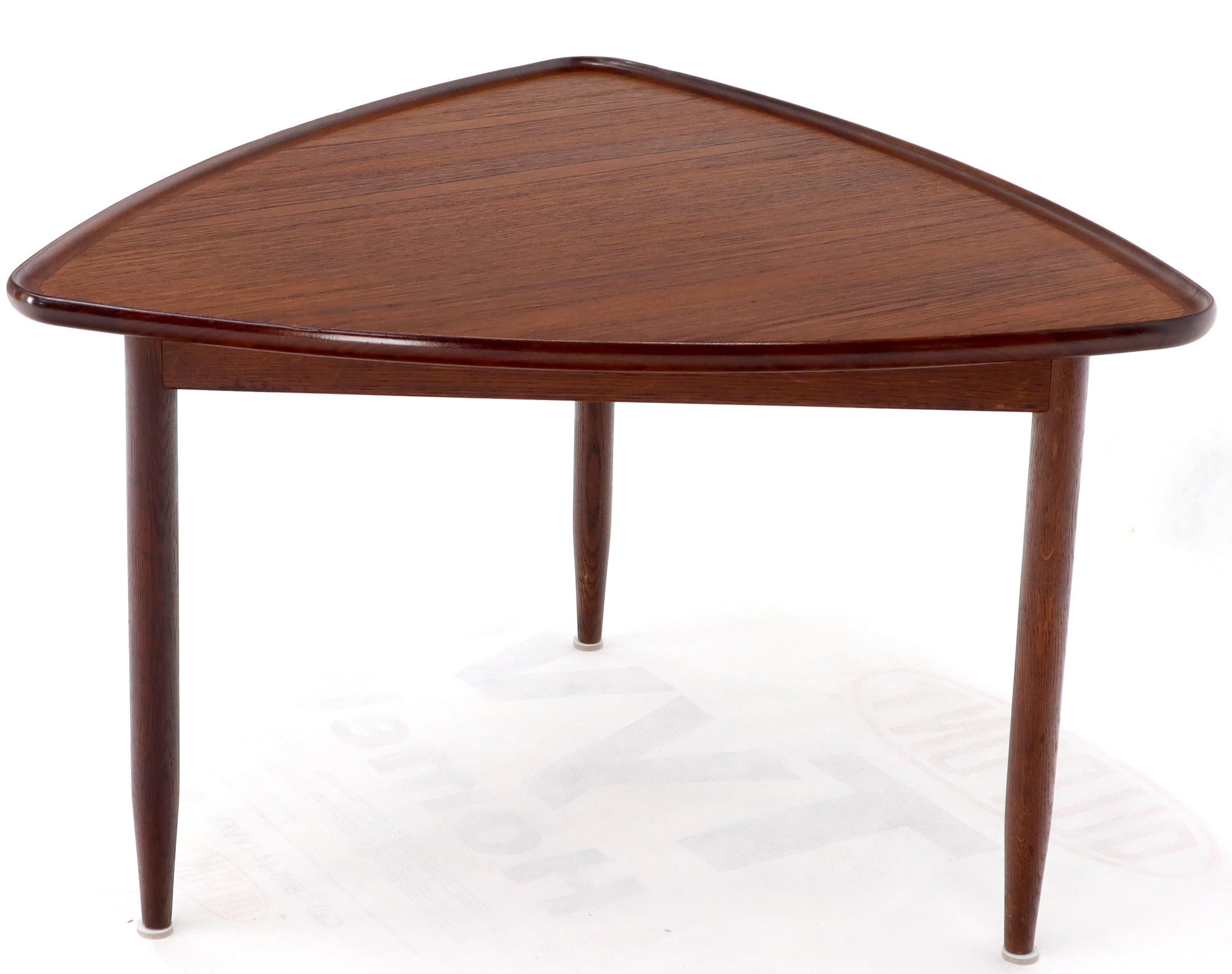 Danish Mid-Century Modern occasional side table stand with rolled edges.