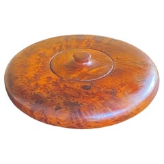 Retro Rounded Wooden Box in Burl Wood, Italy 1960, Brown Color