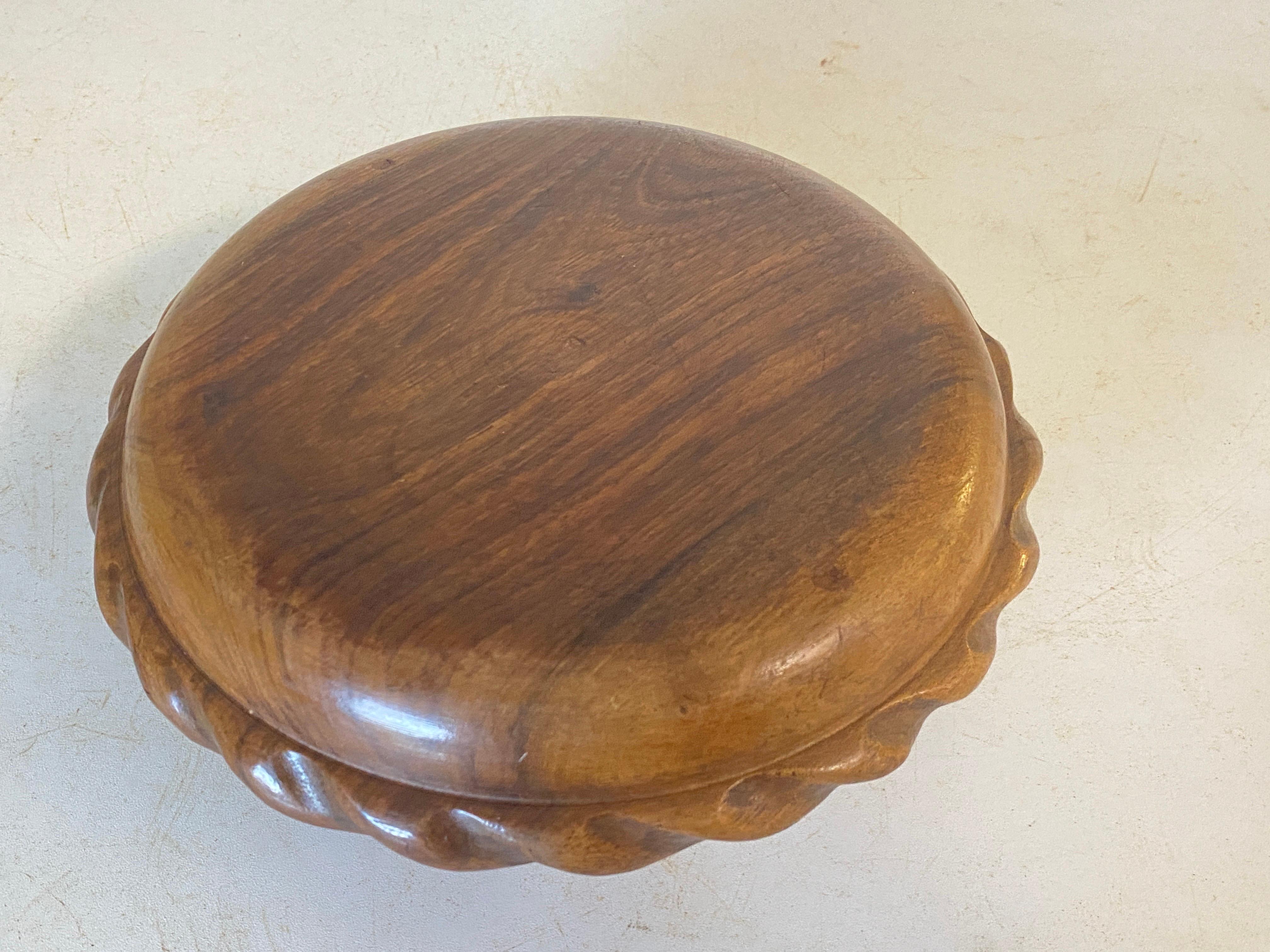 French Rounded Wooden Box in Wood France 1960, Brown Color For Sale