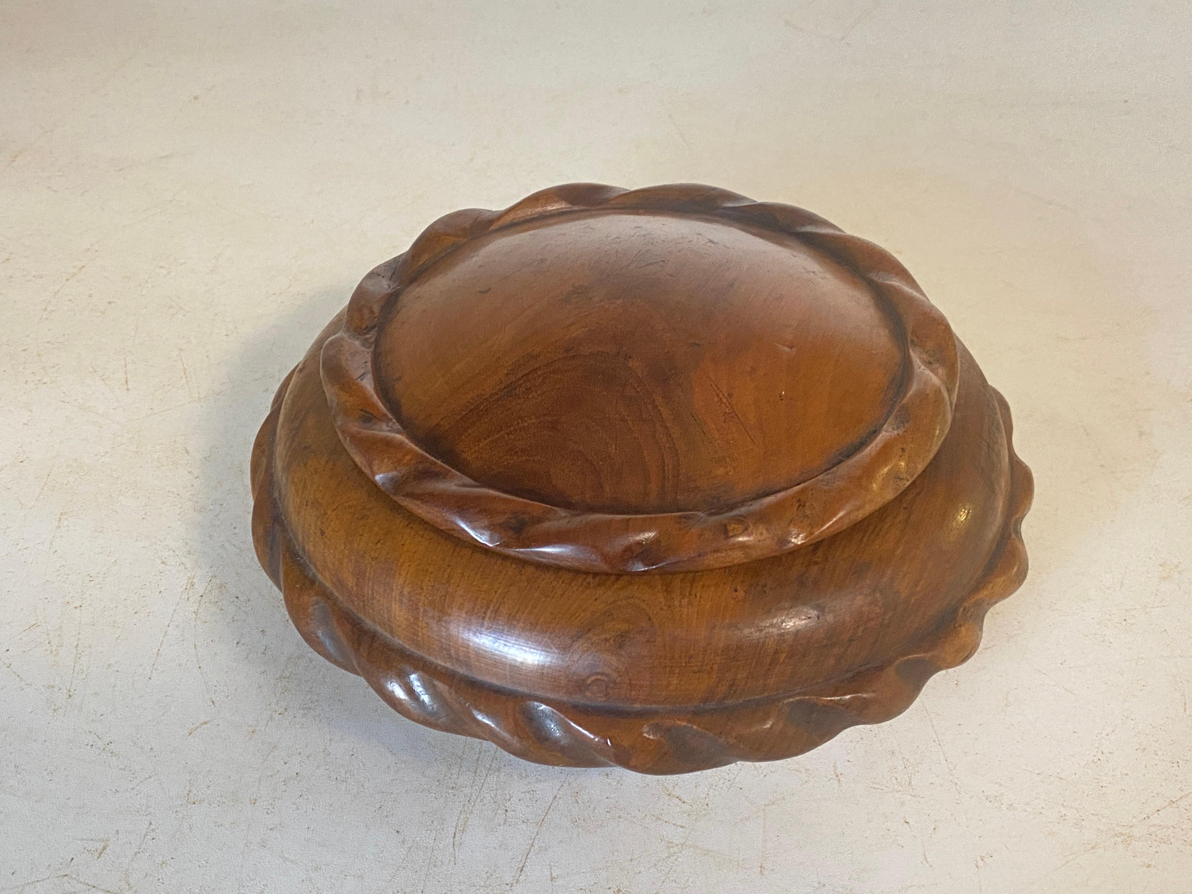 Mid-20th Century Rounded Wooden Box in Wood France 1960, Brown Color For Sale