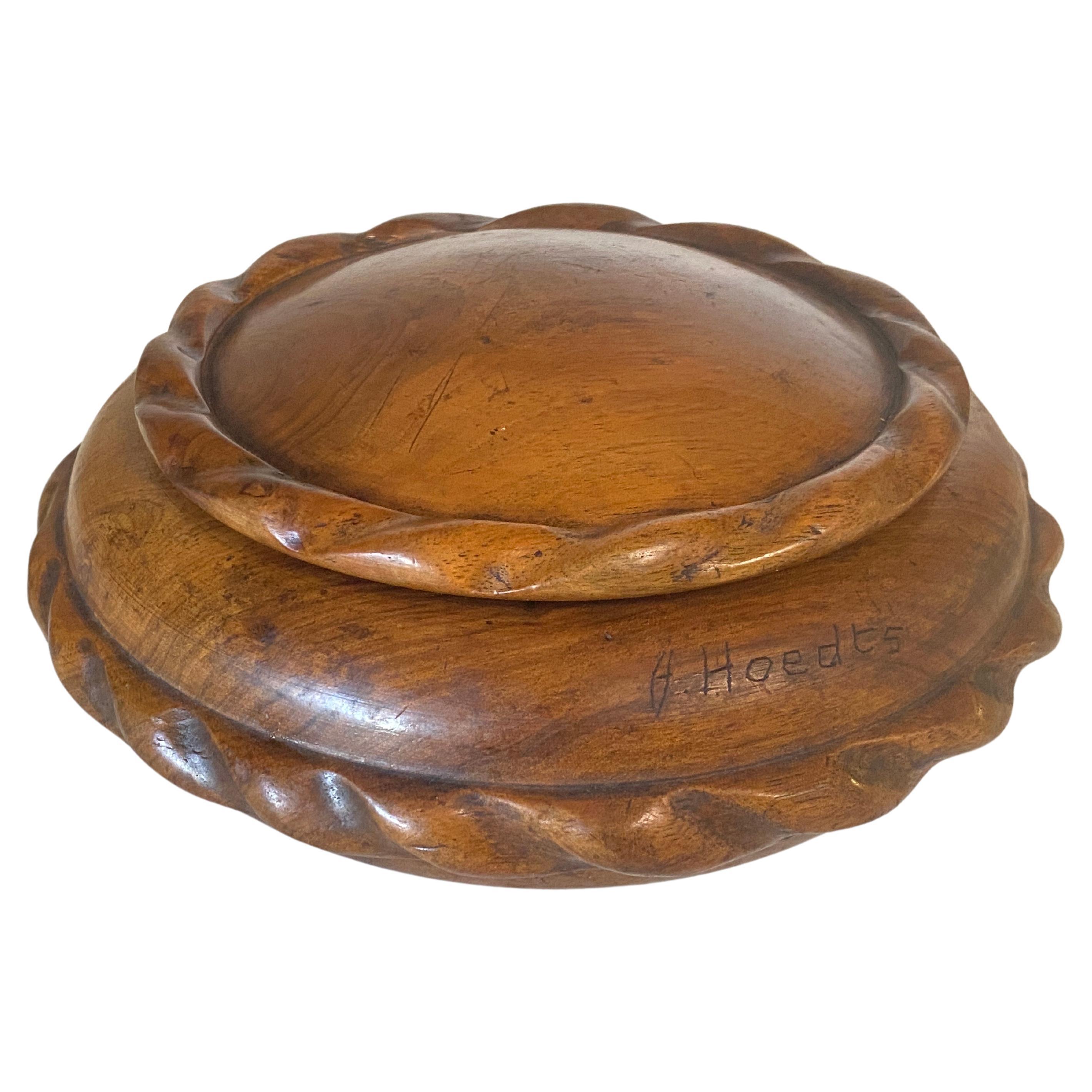 Rounded Wooden Box in Wood France 1960, Brown Color For Sale