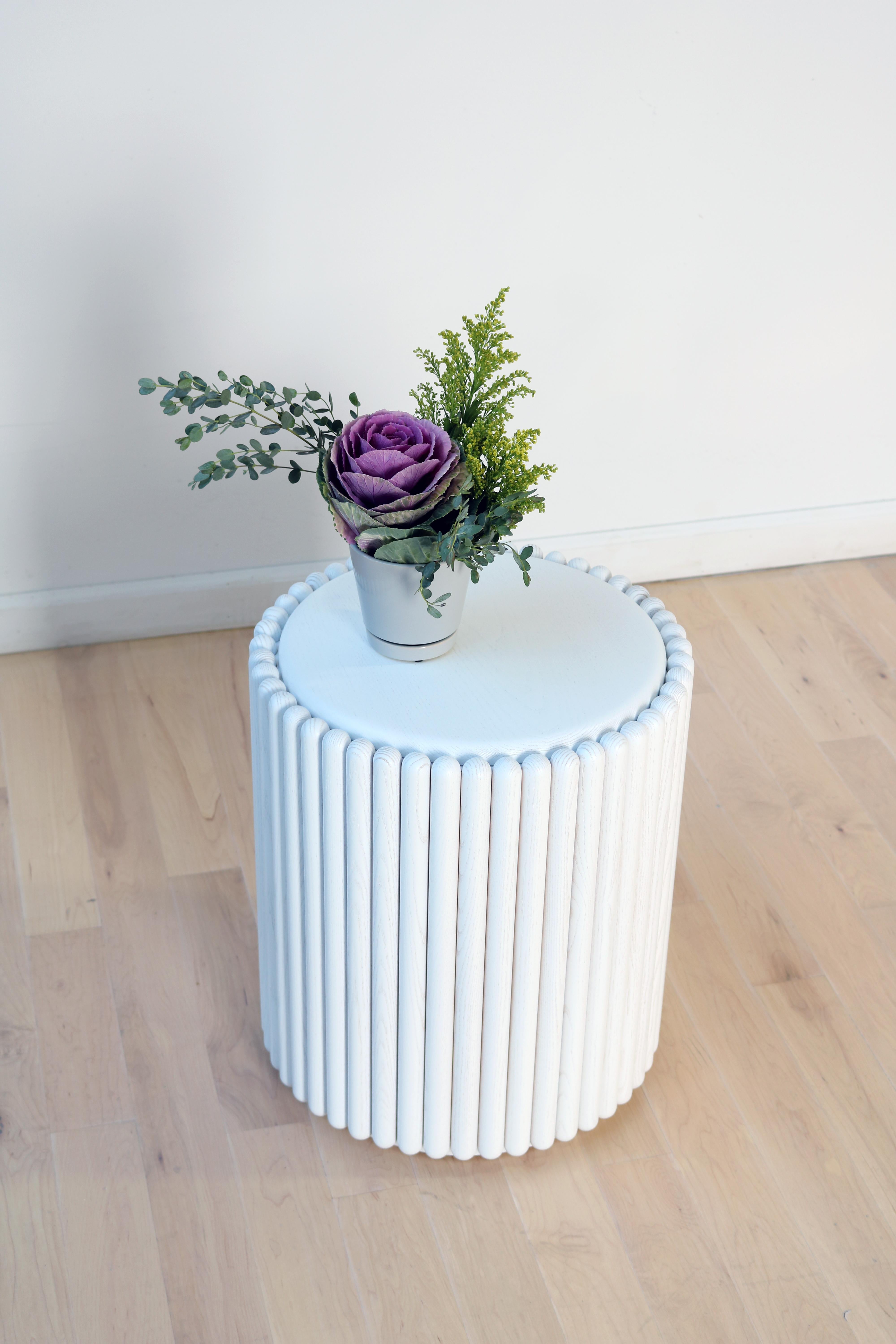 Rounding Wood Stool/Table with Gray Lacquer Finish by Debra Folz In New Condition For Sale In Pawtucket, RI