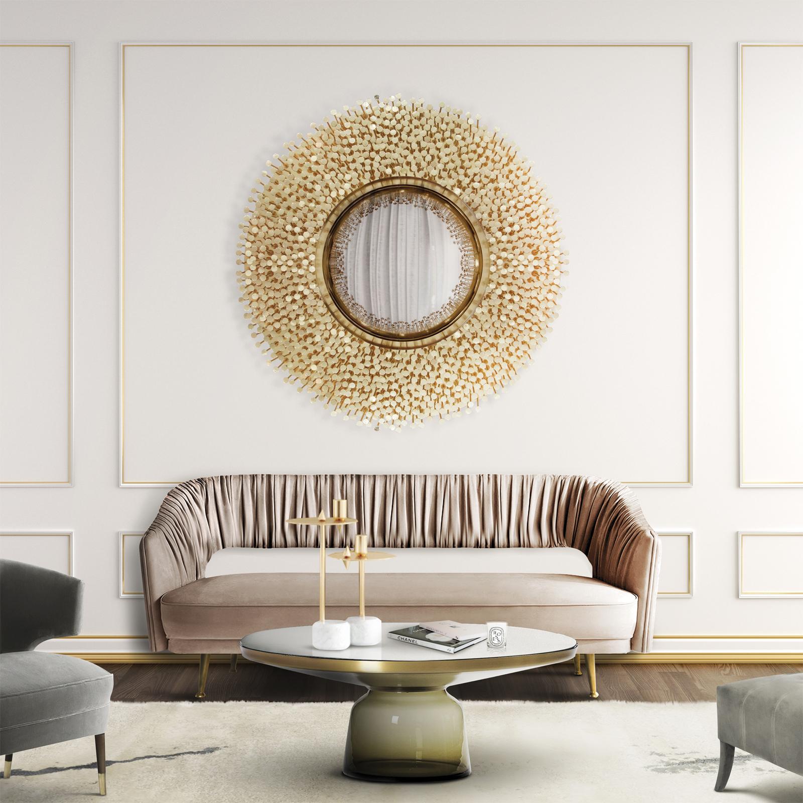 Specchio Roundy con ottone massiccio in vendita 1