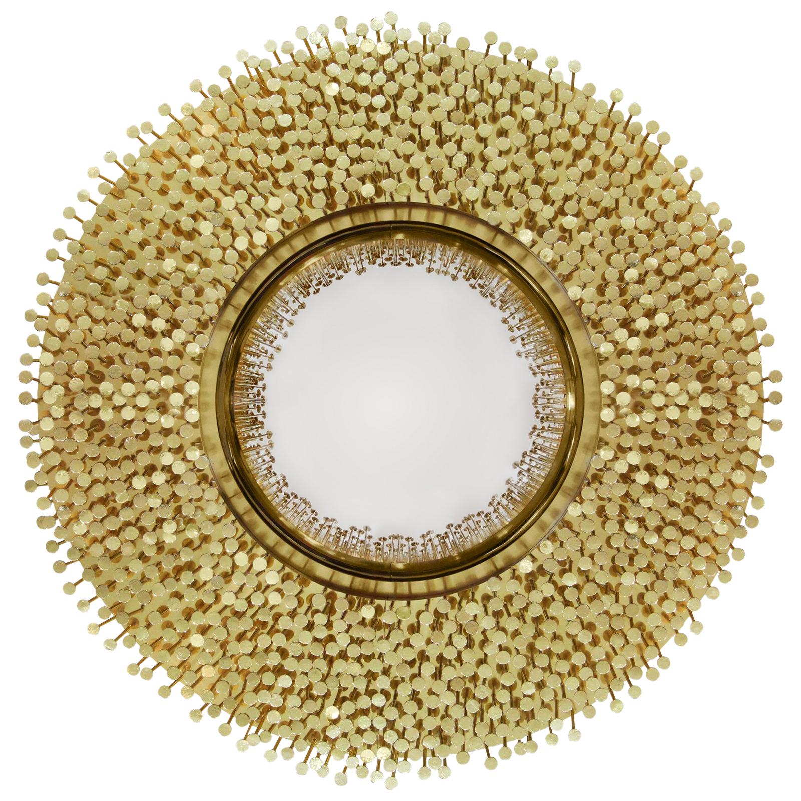 Specchio Roundy con ottone massiccio in vendita