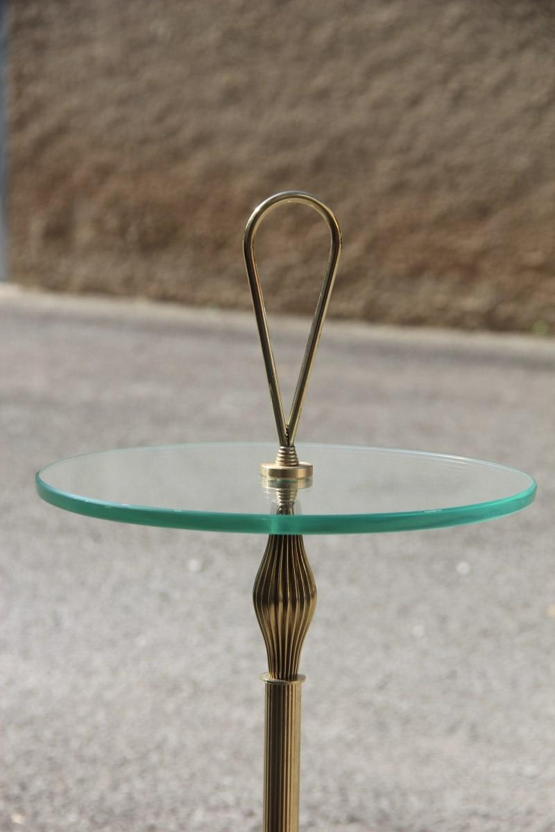 Mid-Century Modern Roung Classic Gueridon Italian Midcentury Design Glass Brass Gold, 1950s For Sale