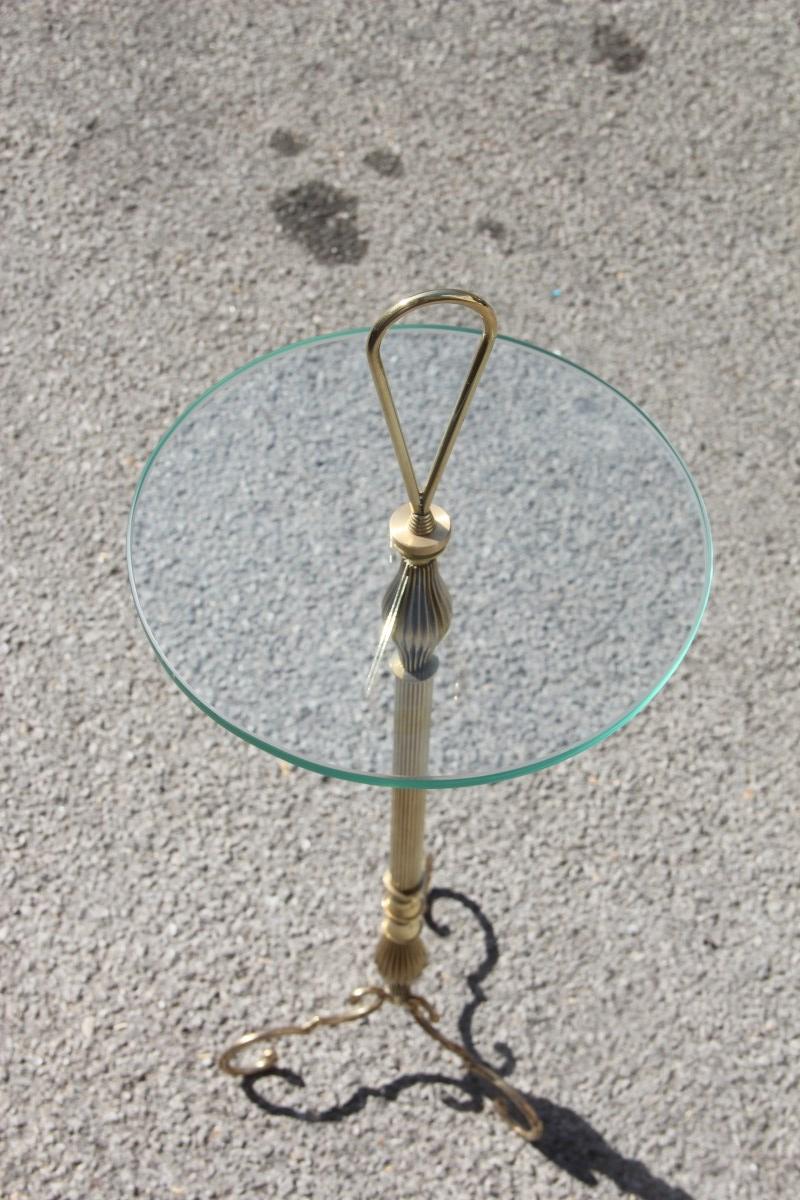 Roung Classic Gueridon Design italiano del Medioevo Vetro Ottone Oro, anni '50 In condizioni buone in vendita a Palermo, Sicily