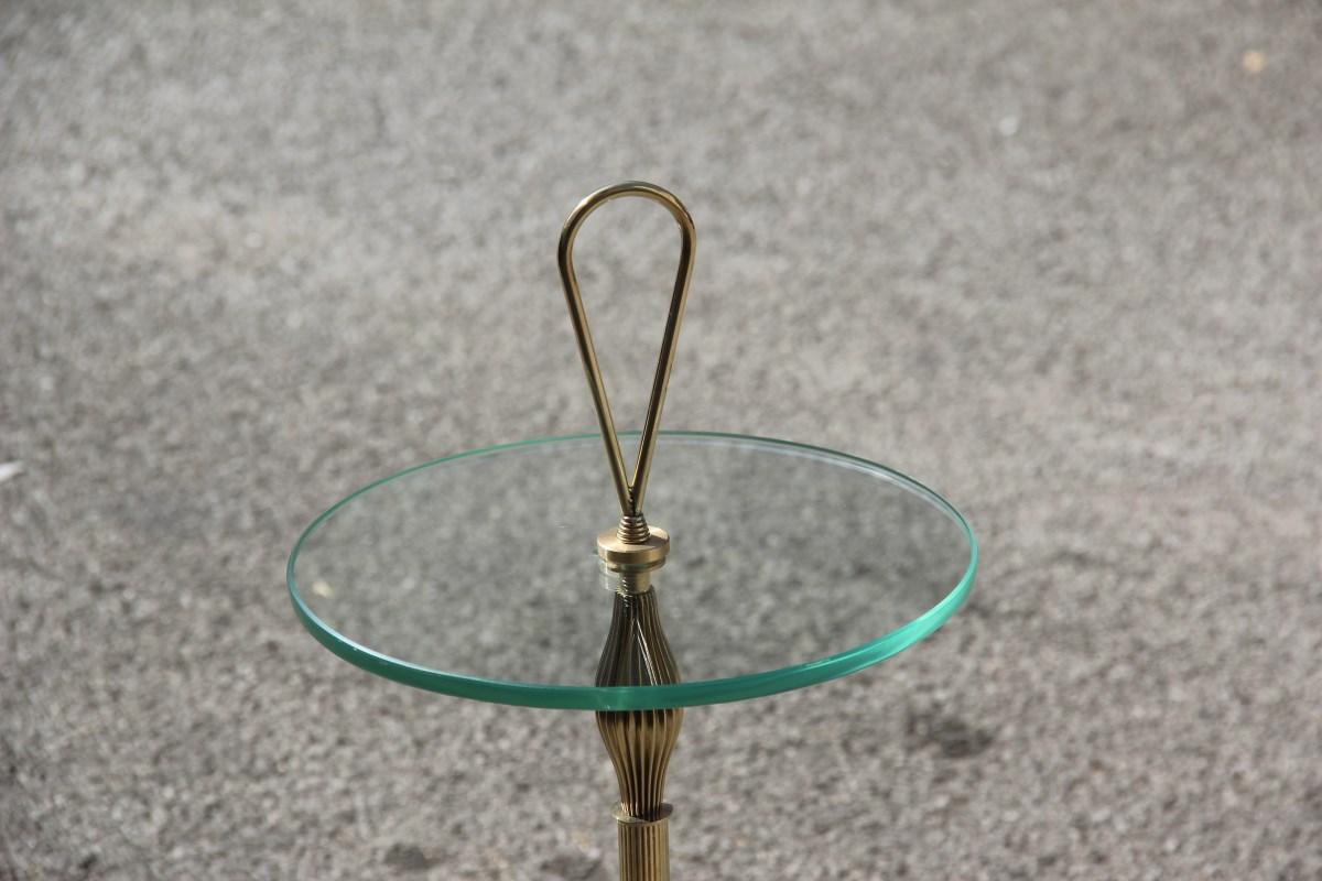 Mid-20th Century Roung Classic Gueridon Italian Midcentury Design Glass Brass Gold, 1950s For Sale