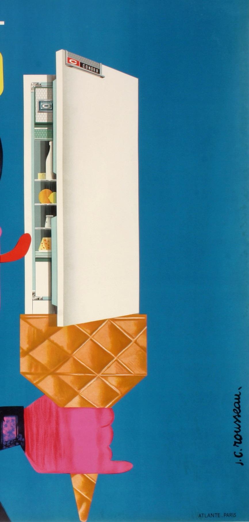 Modern Rousseau, Original Vintage Poster, Conord, Fridge, Ice Cream, Cold, 1960
