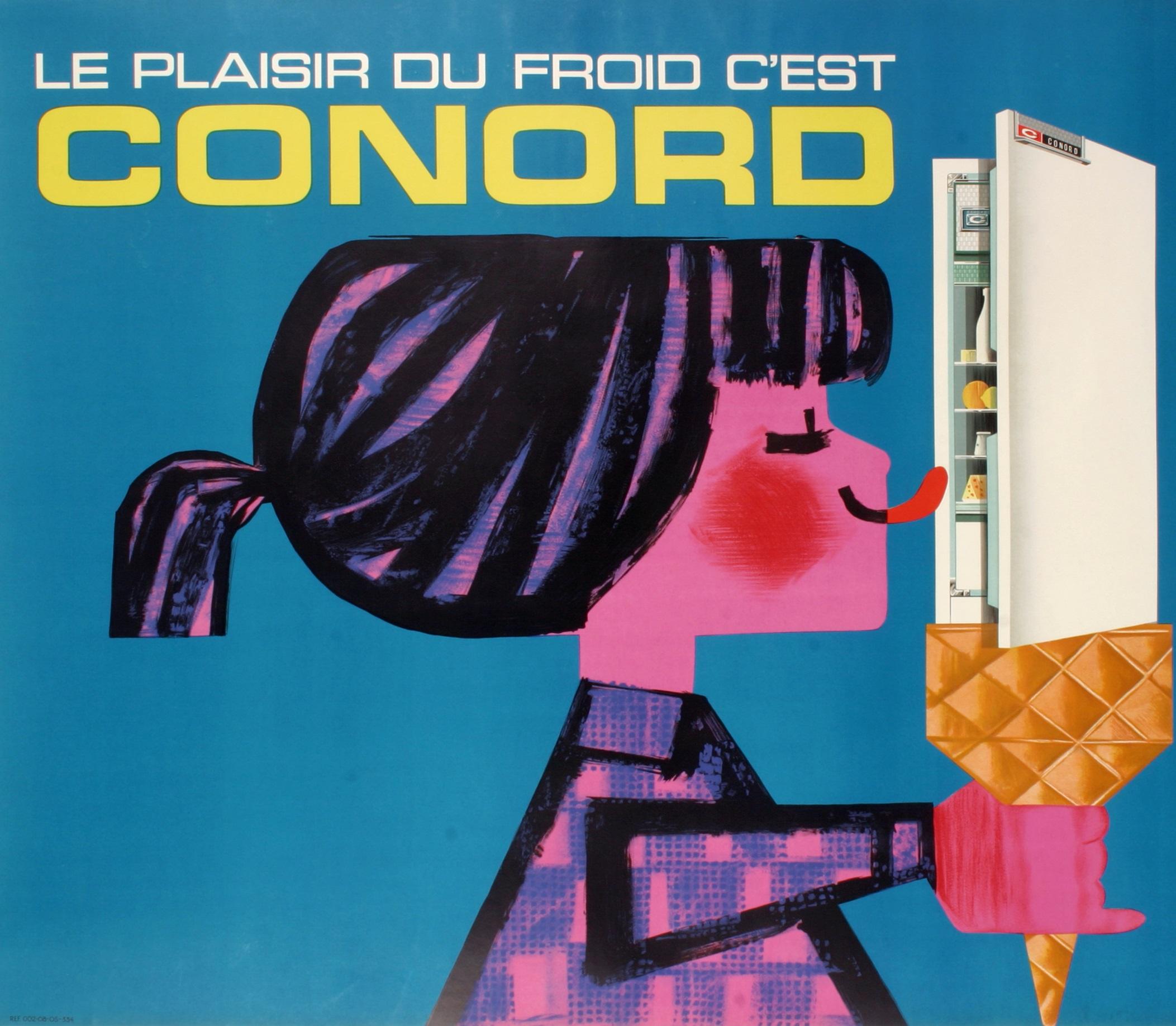 French Rousseau, Original Vintage Poster, Conord, Fridge, Ice Cream, Cold, 1960