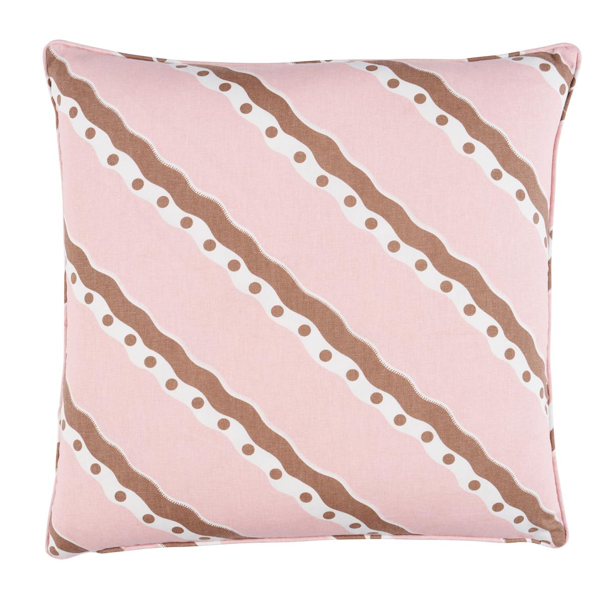 Rousseau Stripe Pillow in Cocoa & Blush 22 x 22" For Sale