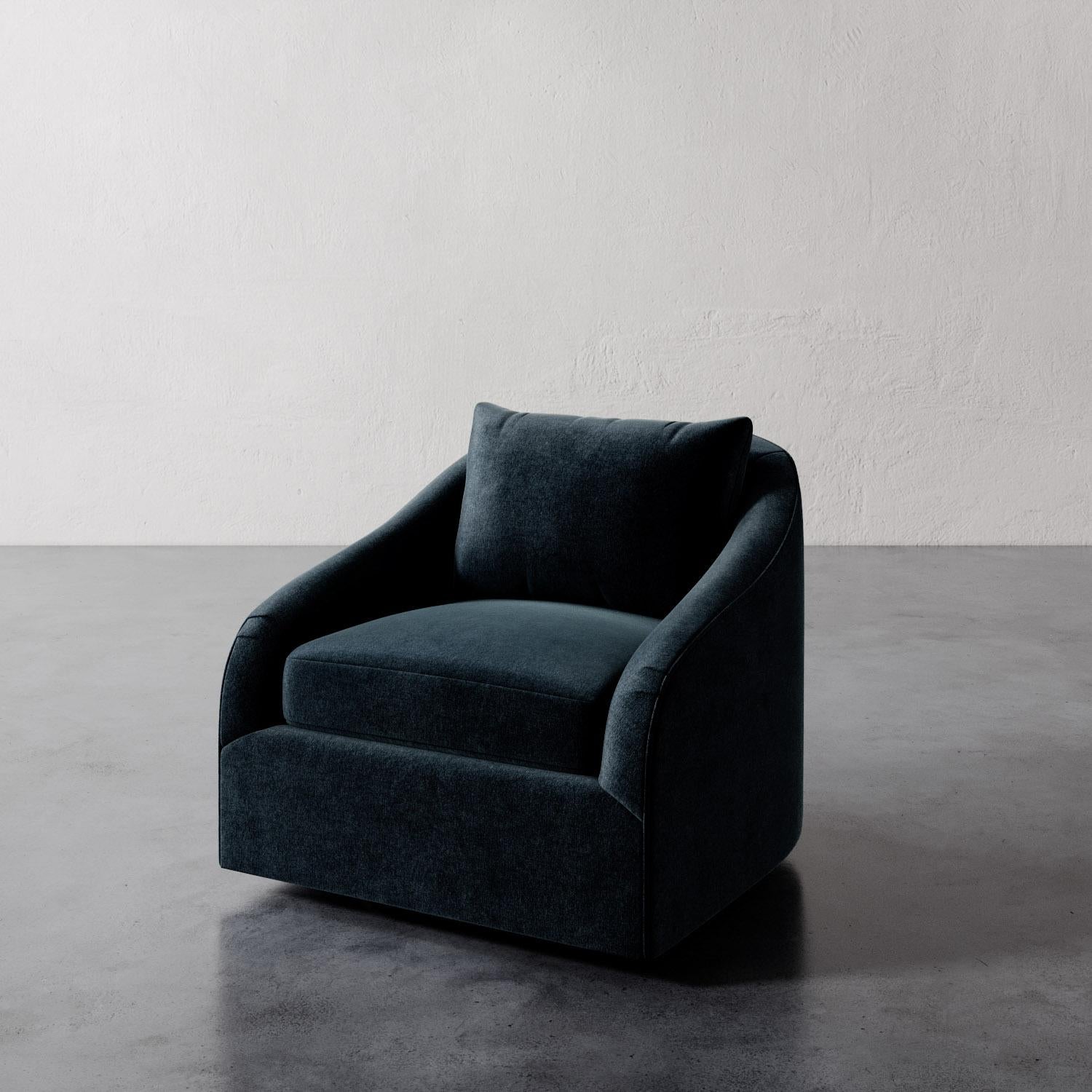 Rousseau Swivel chair in Plush Velvet by Christiane Lemieux In New Condition For Sale In New York, NY