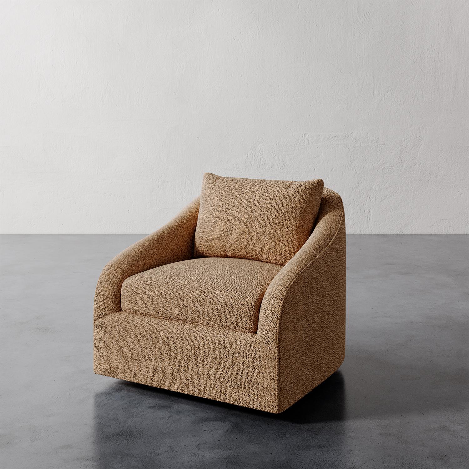 American Rousseau Swivel chair in Luxe Berbers/ Bouclés by Christiane Lemieux For Sale
