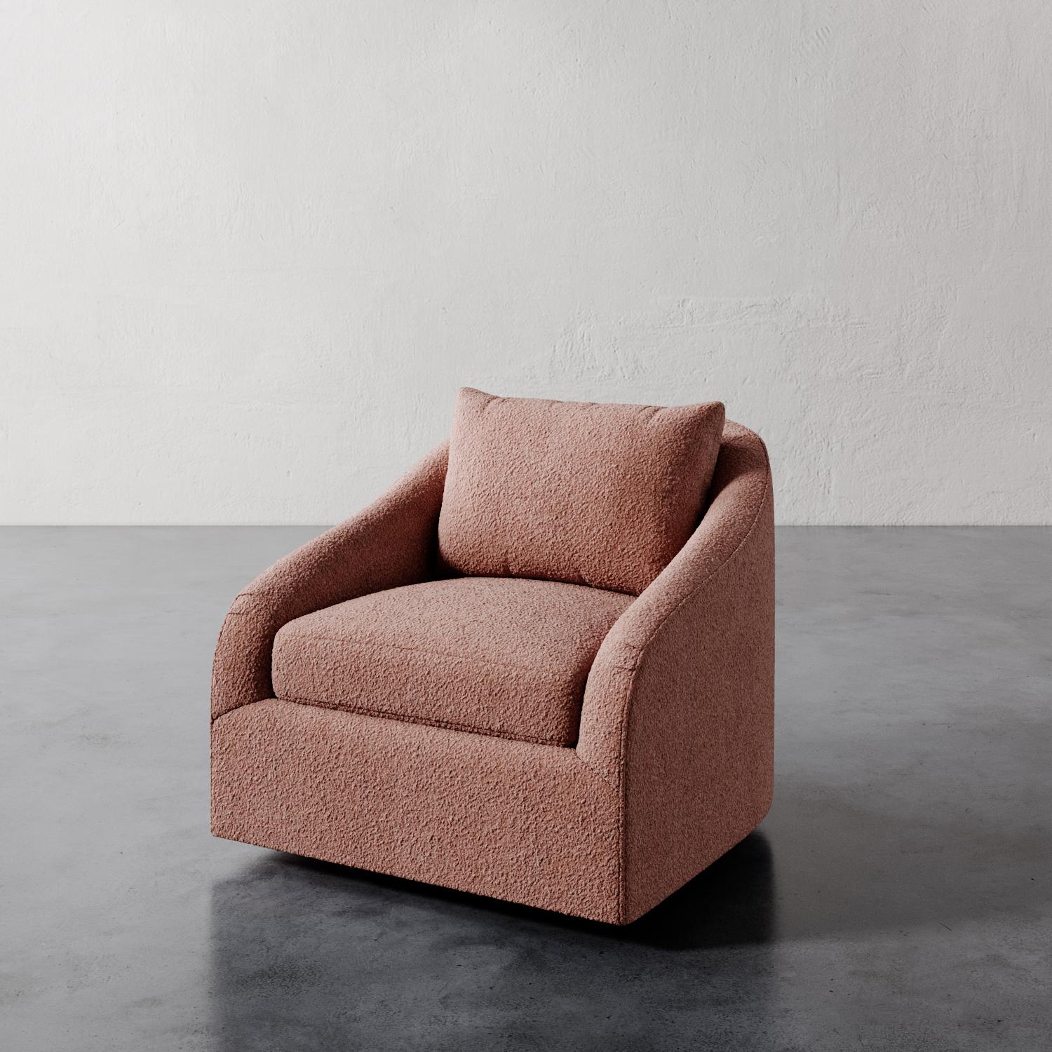 Rousseau Swivel chair in Luxe Berbers/ Bouclés by Christiane Lemieux In New Condition For Sale In New York, NY