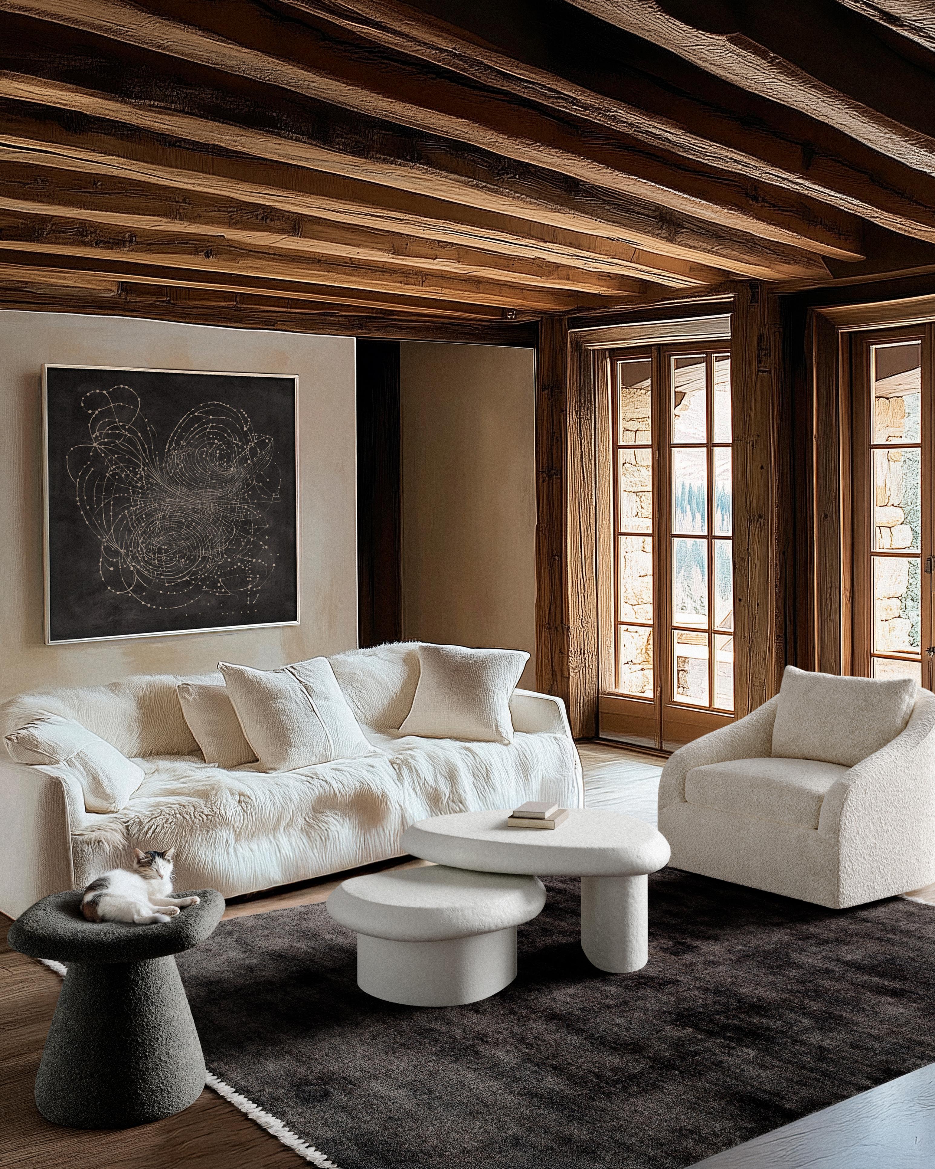 Contemporary Rousseau Swivel chair in Luxe Berbers/ Bouclés by Christiane Lemieux For Sale