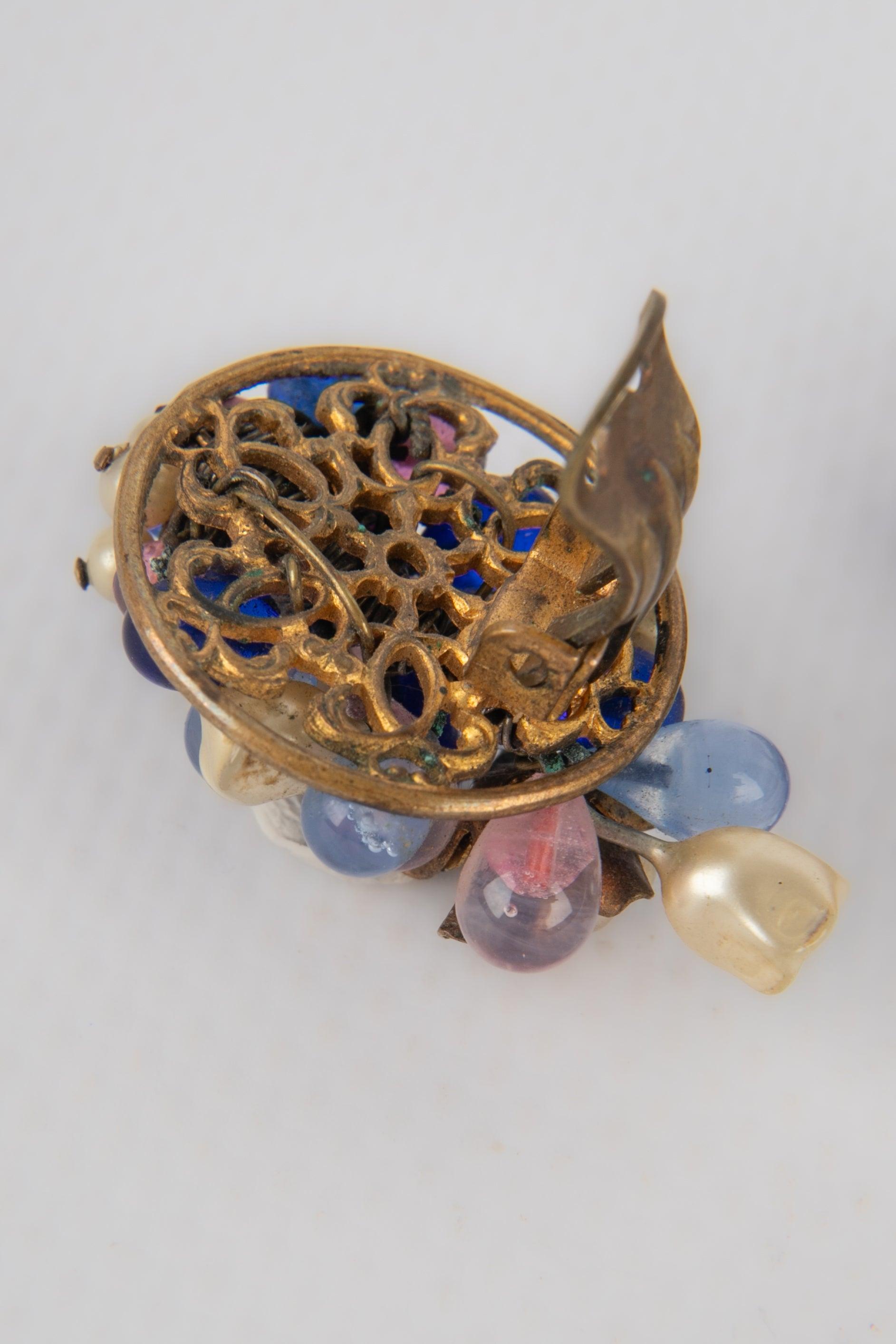 Boucles d'oreilles rousselet avec pâte de verre en vente 2