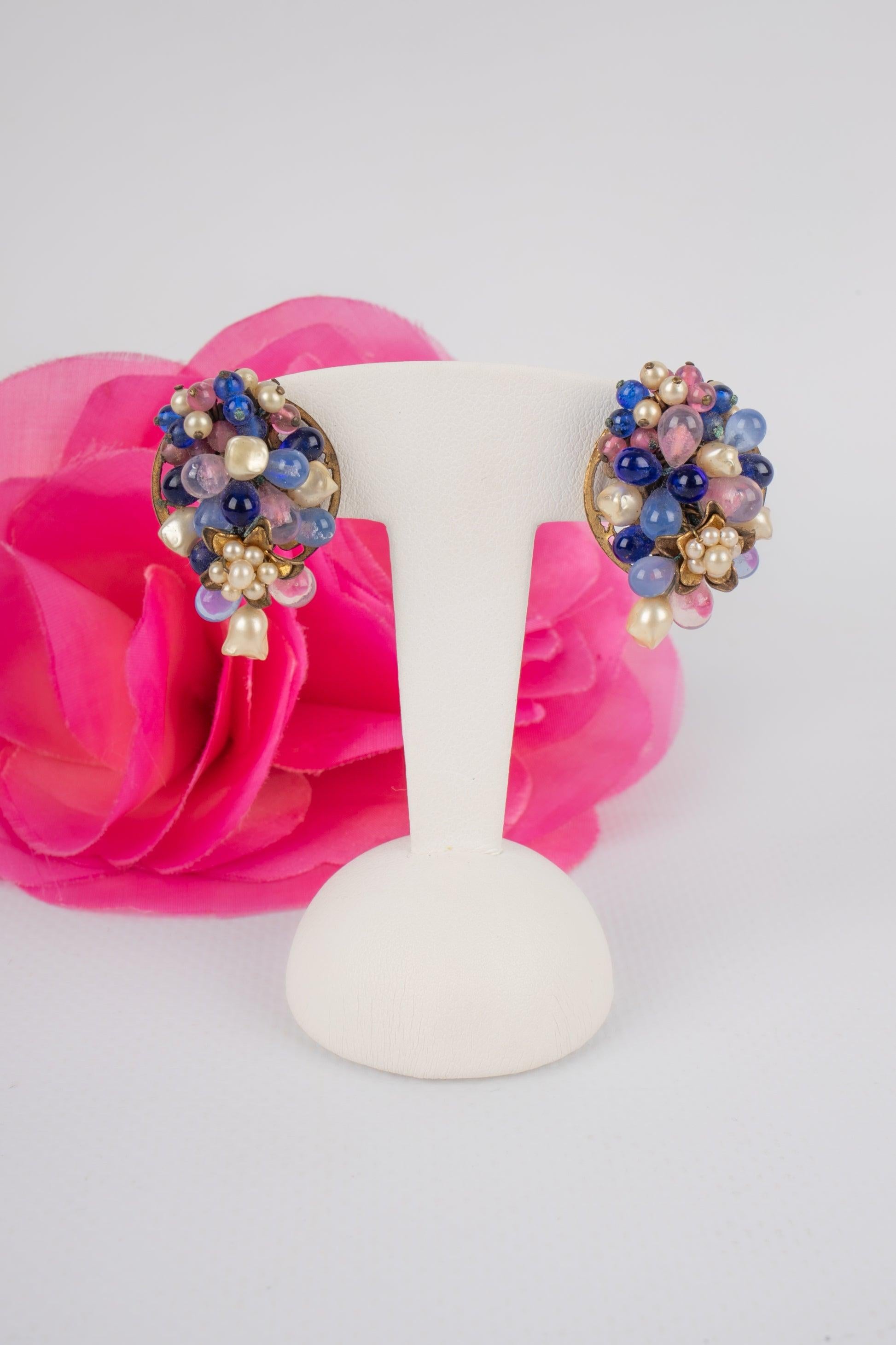 Boucles d'oreilles rousselet avec pâte de verre en vente 4