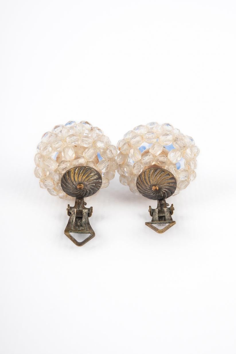 Rousselet Earrings with Pearls and Glass Pearls In Good Condition For Sale In SAINT-OUEN-SUR-SEINE, FR