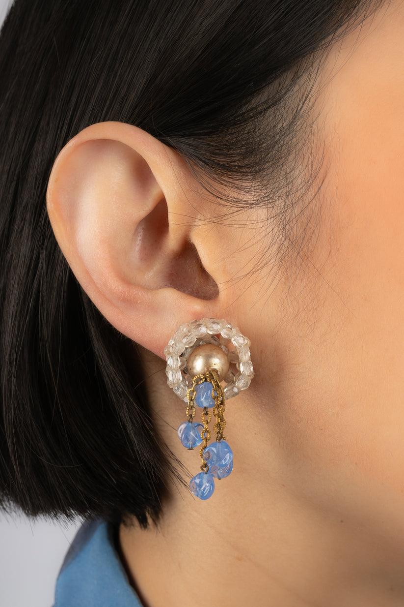 Rousselet Earrings with Pearls and Glass Pearls For Sale 2