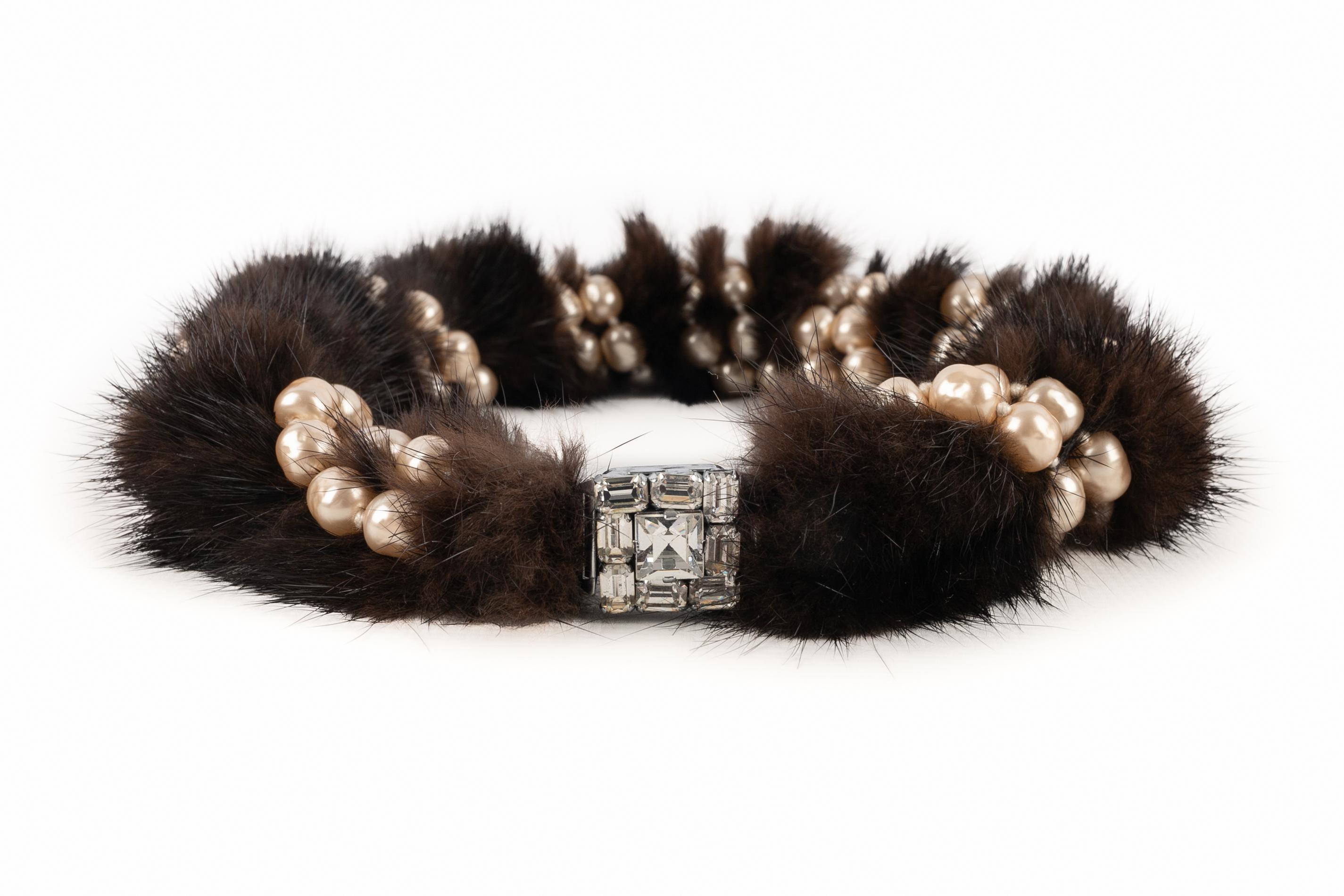 Rousselet Fur Set Composed Of a Necklace & a Bracelet, Circa 1950 For Sale 2