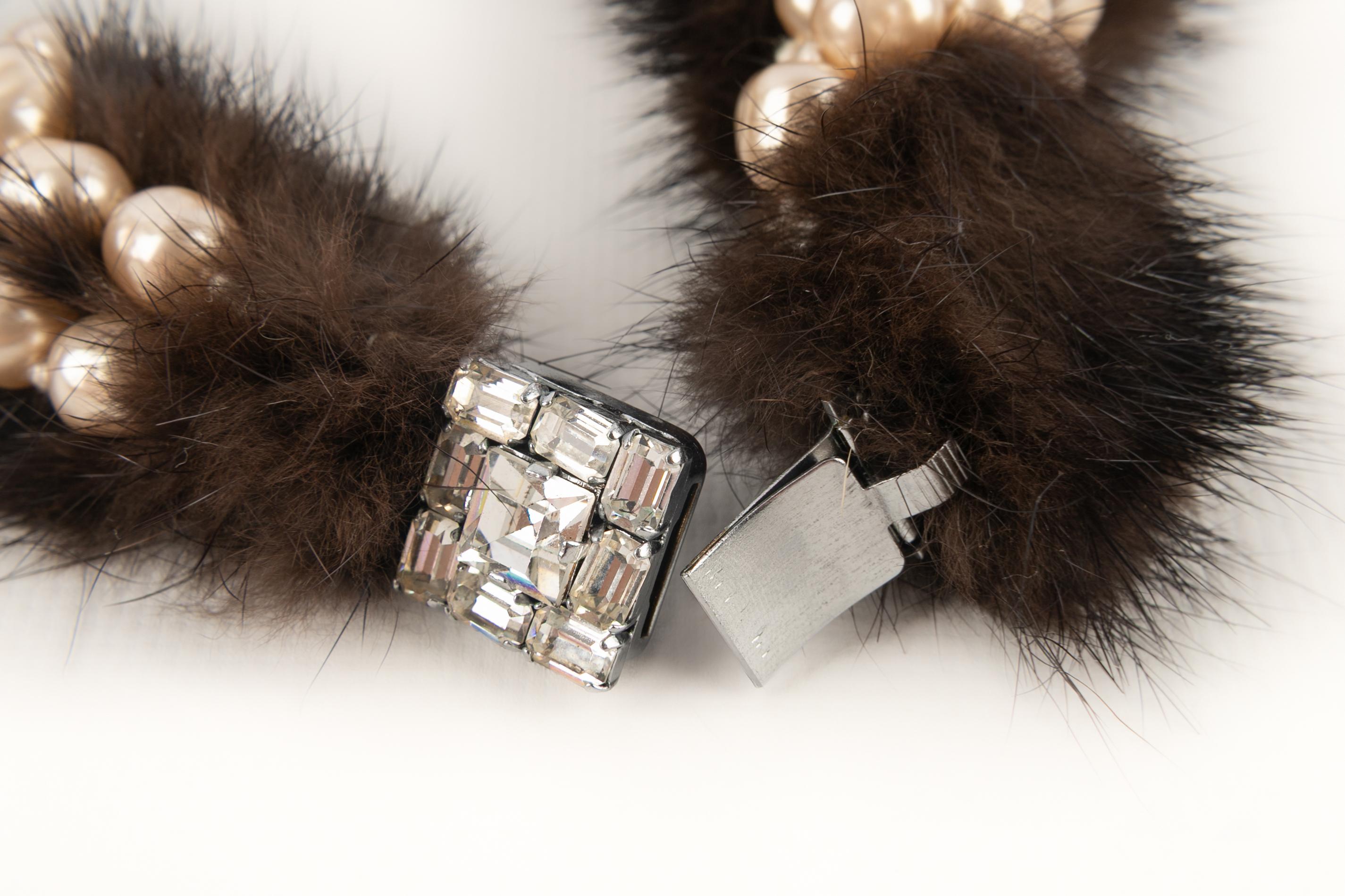 Rousselet Fur Set Composed Of a Necklace & a Bracelet, Circa 1950 For Sale 3