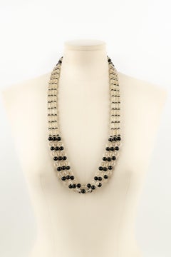 Rousselet Necklace in Transparent and Black Glass Pearls, 1920s
