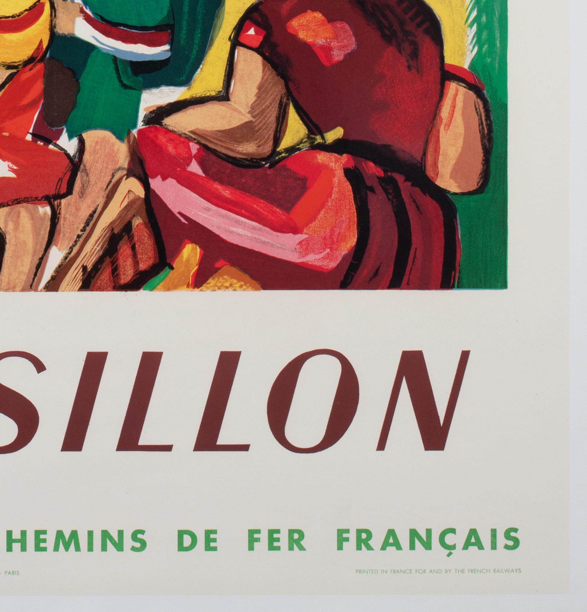 Roussillon 1952 SNCF French Railway Travel Advertising Poster, Desnoyer 3