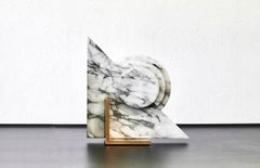 Roussy Bookend in White Marble and Brass