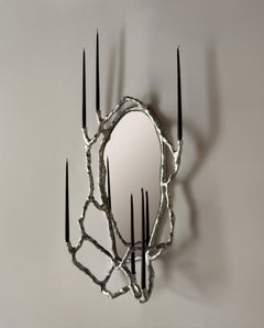 Route Mirror 01.01 in Cast Aluminium and Mirror Glass by Sofia Karnukaeva