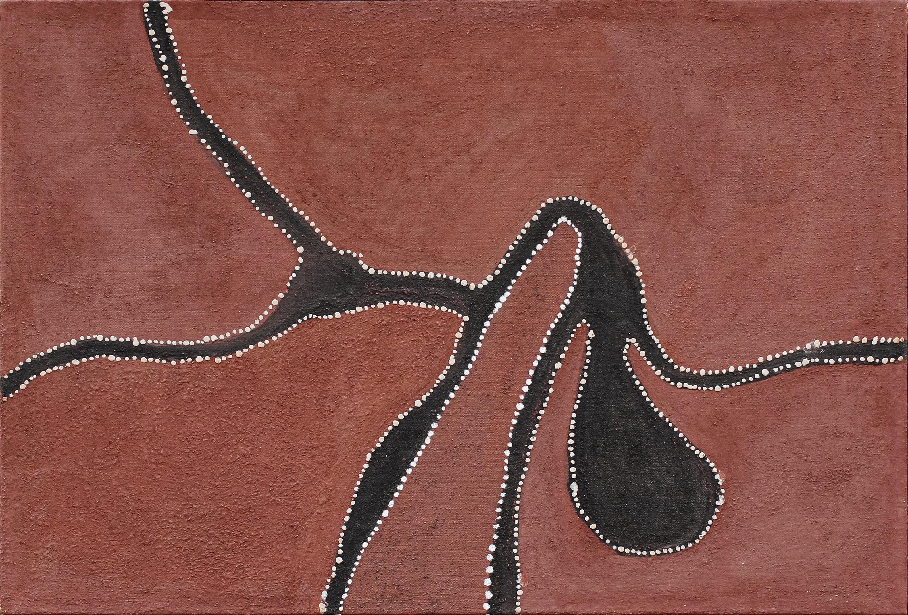 Rover Joolama Thomas "Marumaru" (Negro) Arte aborigen 60x90 cm 1996 - Painting de Rover Thomas Joolama 