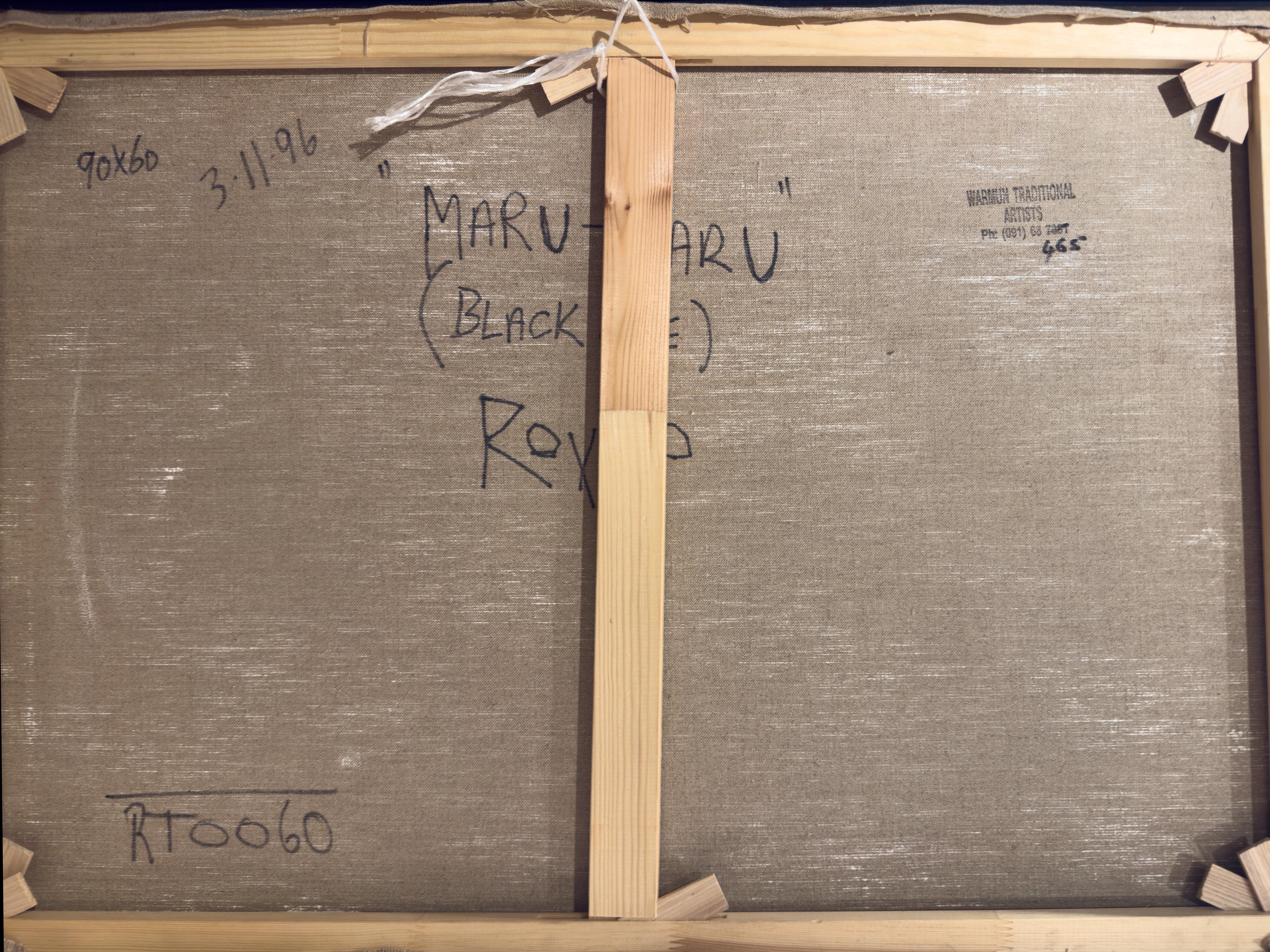 Rover Joolama Thomas „Marumaru“ (Schwarzer Einer) Aborigine-Kunst 60x90 cm 1996 (Zeitgenössisch), Painting, von Rover Thomas Joolama 