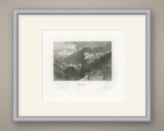 Rovereto in the Tyrol, Antique Alpine View with the Castle, circa 1850