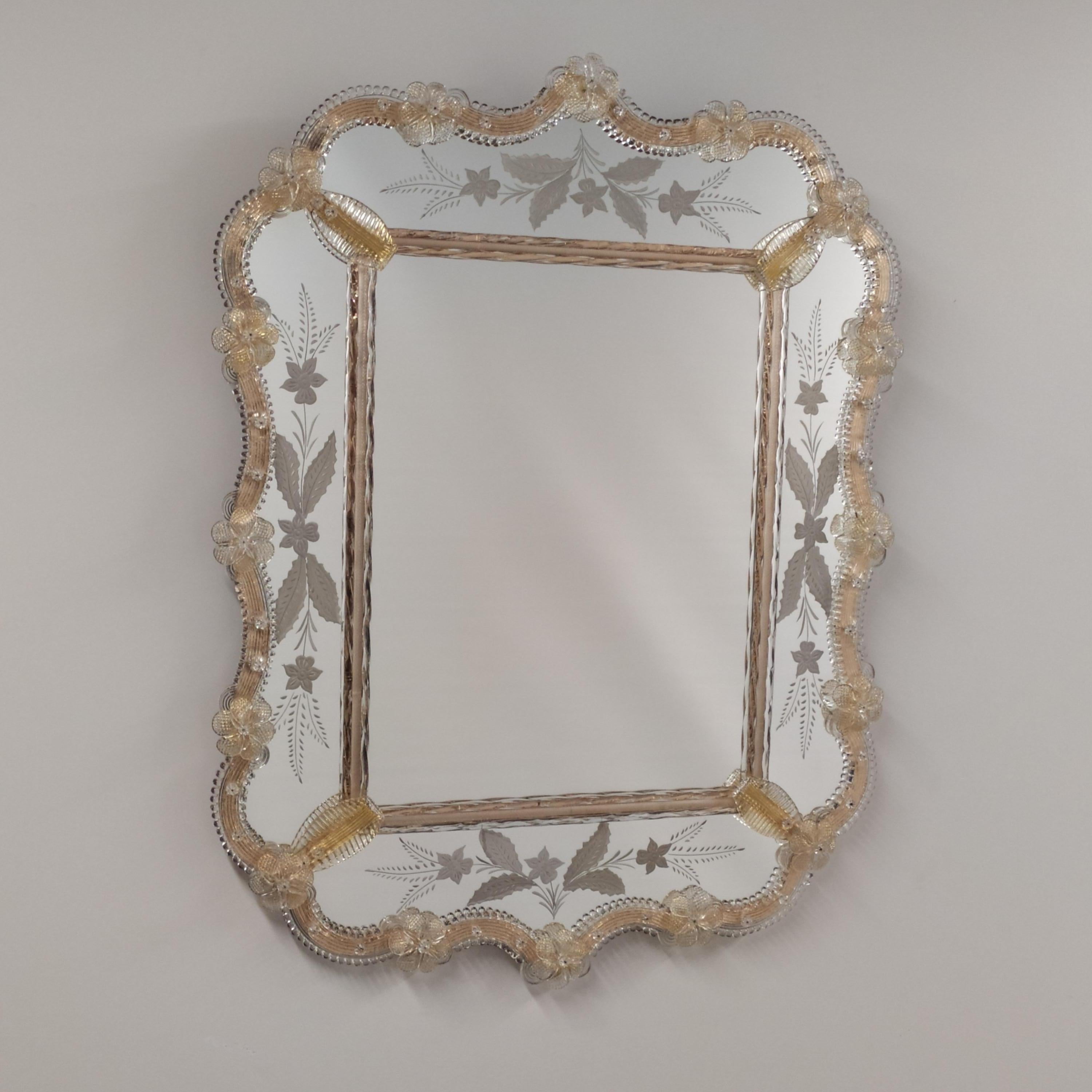 XXIe siècle et contemporain Miroir en verre de Murano « Muranoovigo » de style vénitien, par Fratelli Tosi Murano en vente