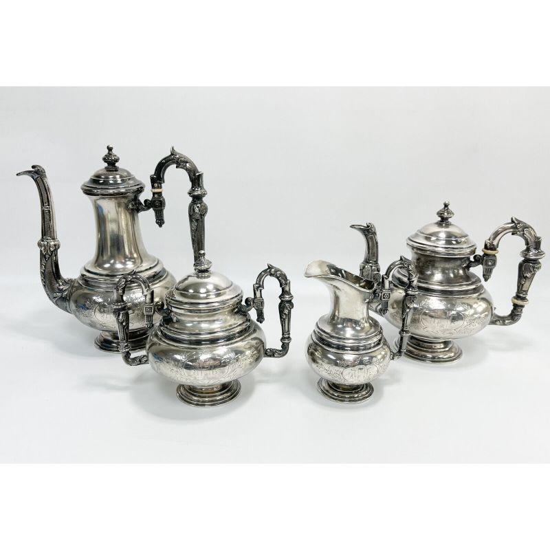 Rovira y Carreras Spanish 915 Silver Aesthetic Tea and Coffee Set, Late 19th Cen In Good Condition In Gardena, CA