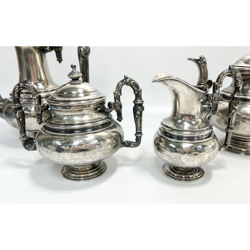 19th Century Rovira y Carreras Spanish 915 Silver Aesthetic Tea and Coffee Set, Late 19th Cen