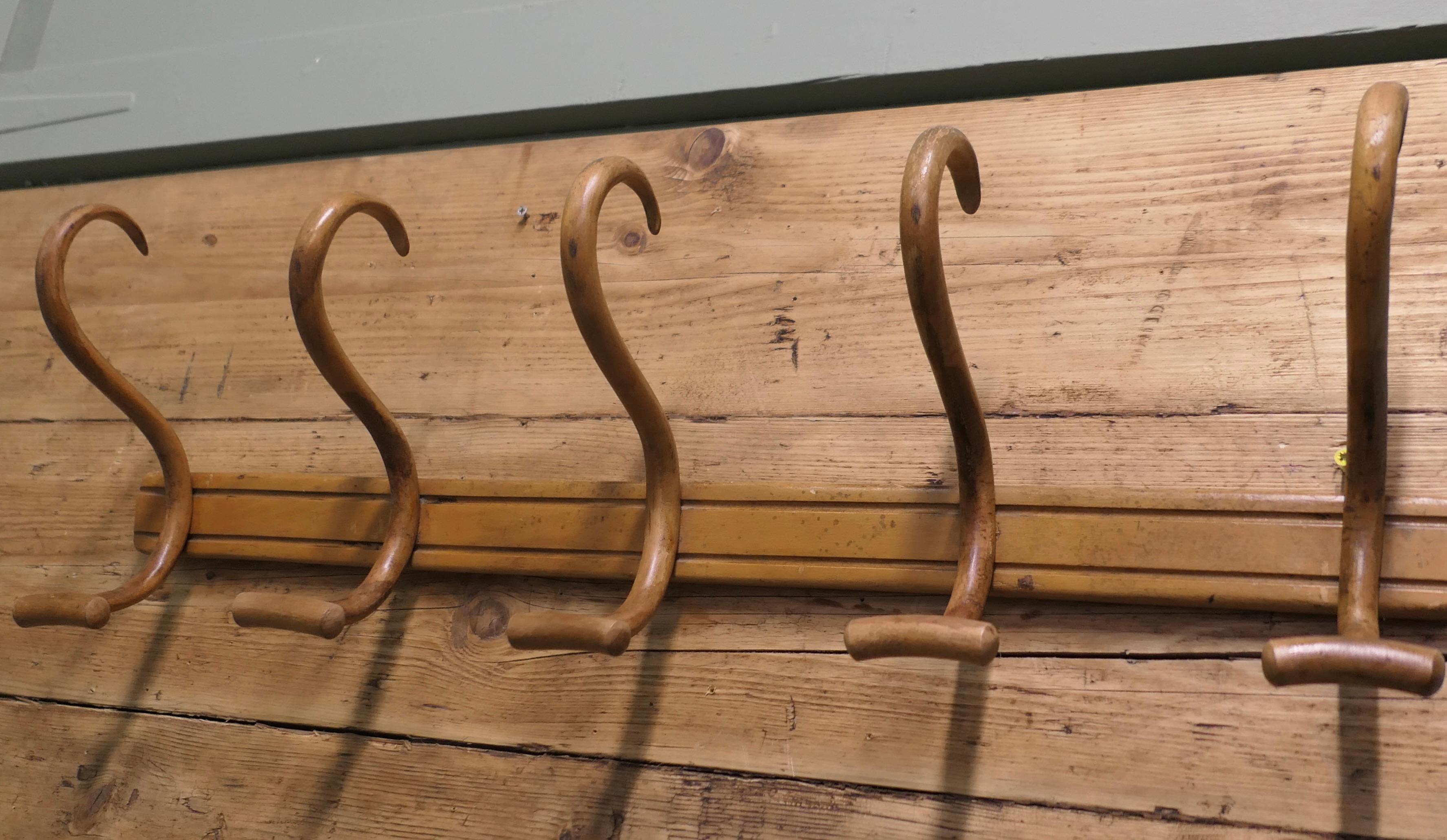 Row de 3 crochets à chapeau et à manteau en bentwood en vente 4