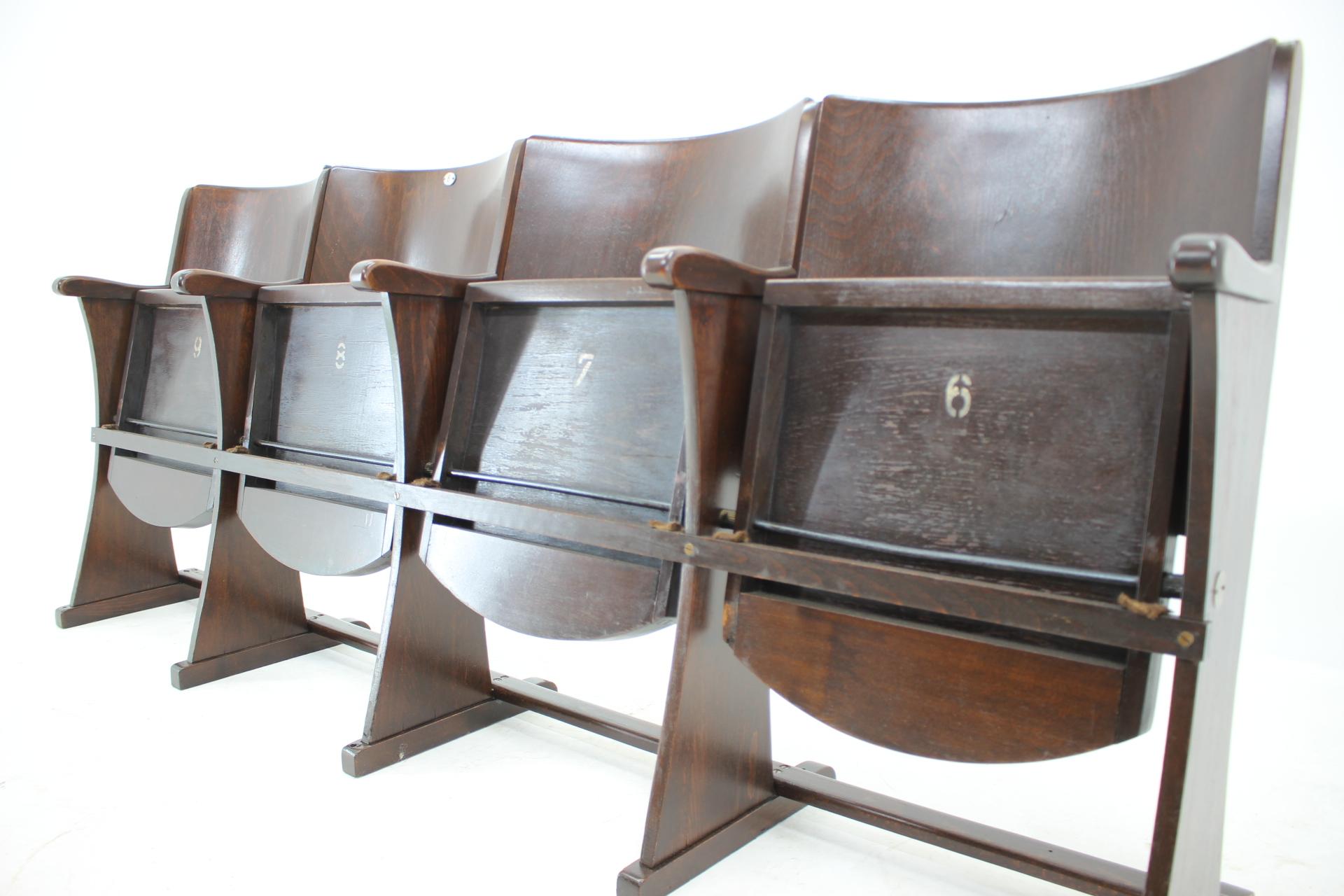 Czech Row of Cinema Chairs / Bench by Thonet, 1940s, 'Renovated'