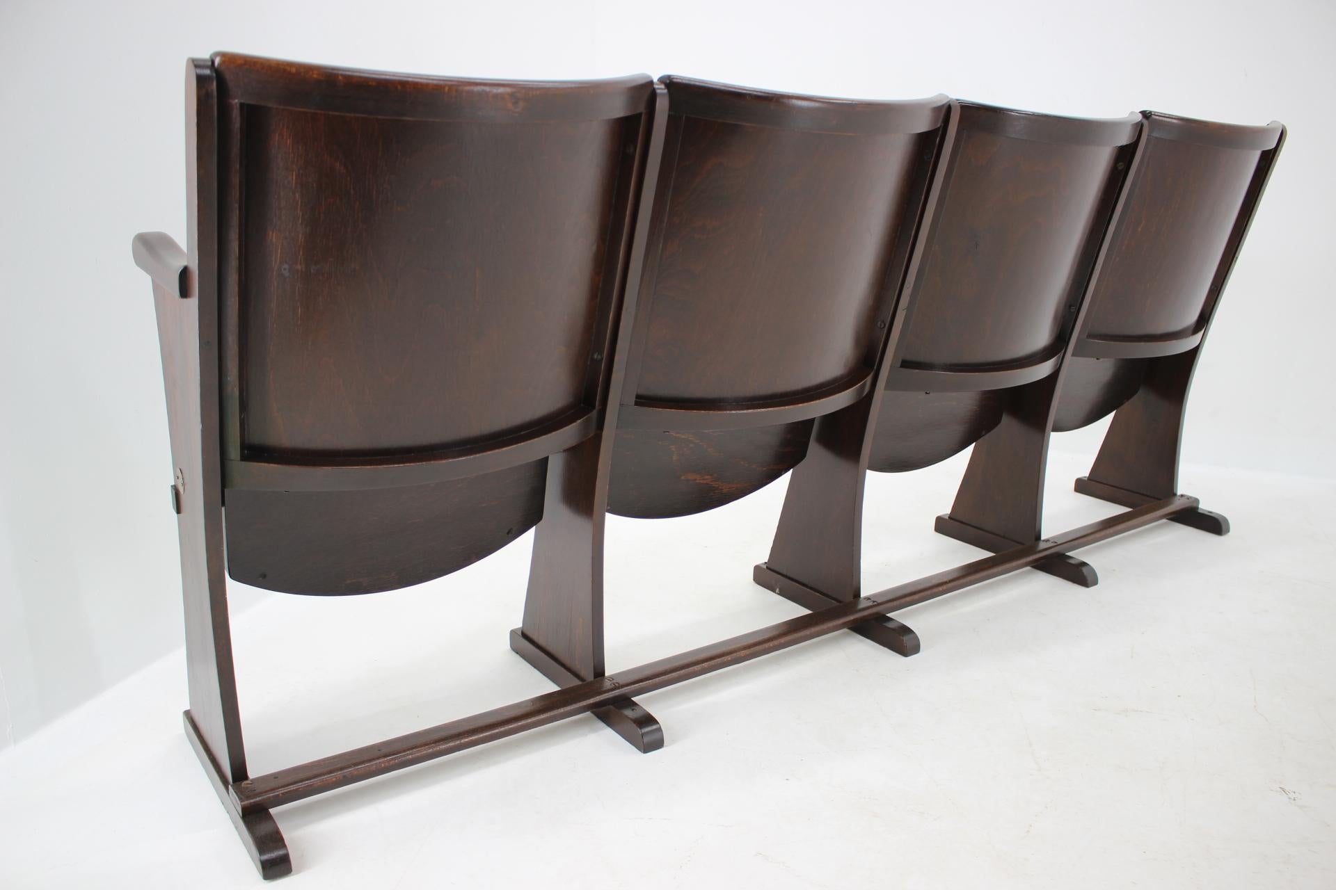 Row of Cinema Chairs / Bench by Thonet, 1940s, 'Renovated' 2