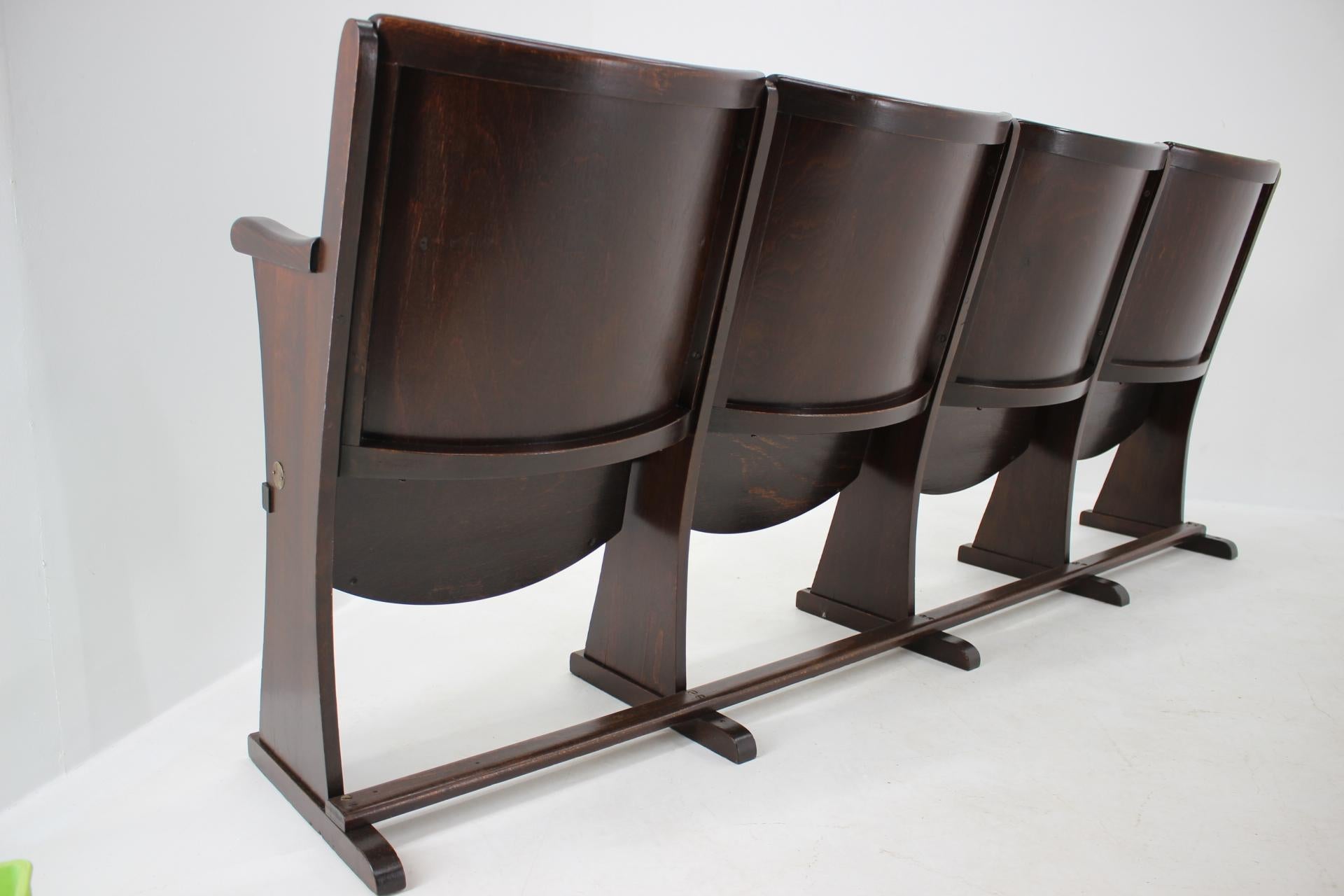 Row of Cinema Chairs / Bench by Thonet, 1940s, 'Renovated' 3