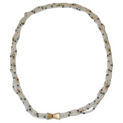 Row of Twisted White Multi-Bouton Shaped Cultered Pearls, 18ct Gold Snap