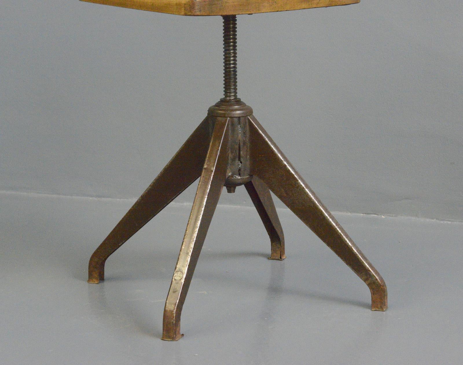 Industrial Rowac Model XIII Swivel Desk Chair, Circa 1920s For Sale