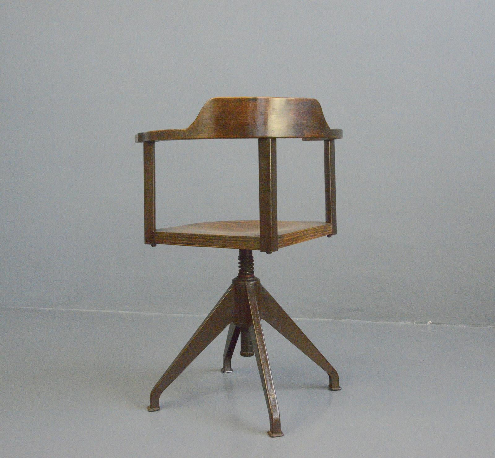 Rowac Model XVI Swivel Desk Chair Circa 1920s 5