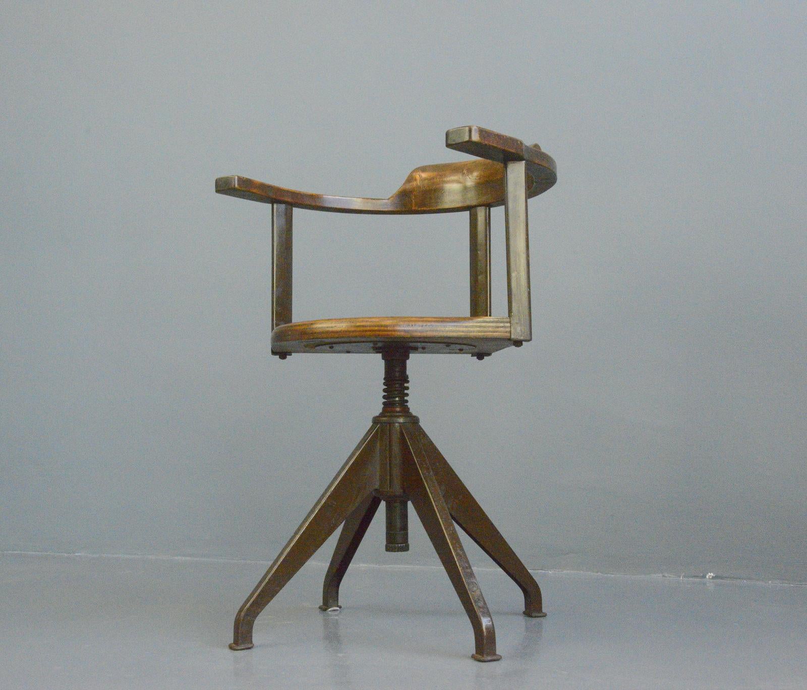 Rowac Model XVI Swivel Desk Chair Circa 1920s 8